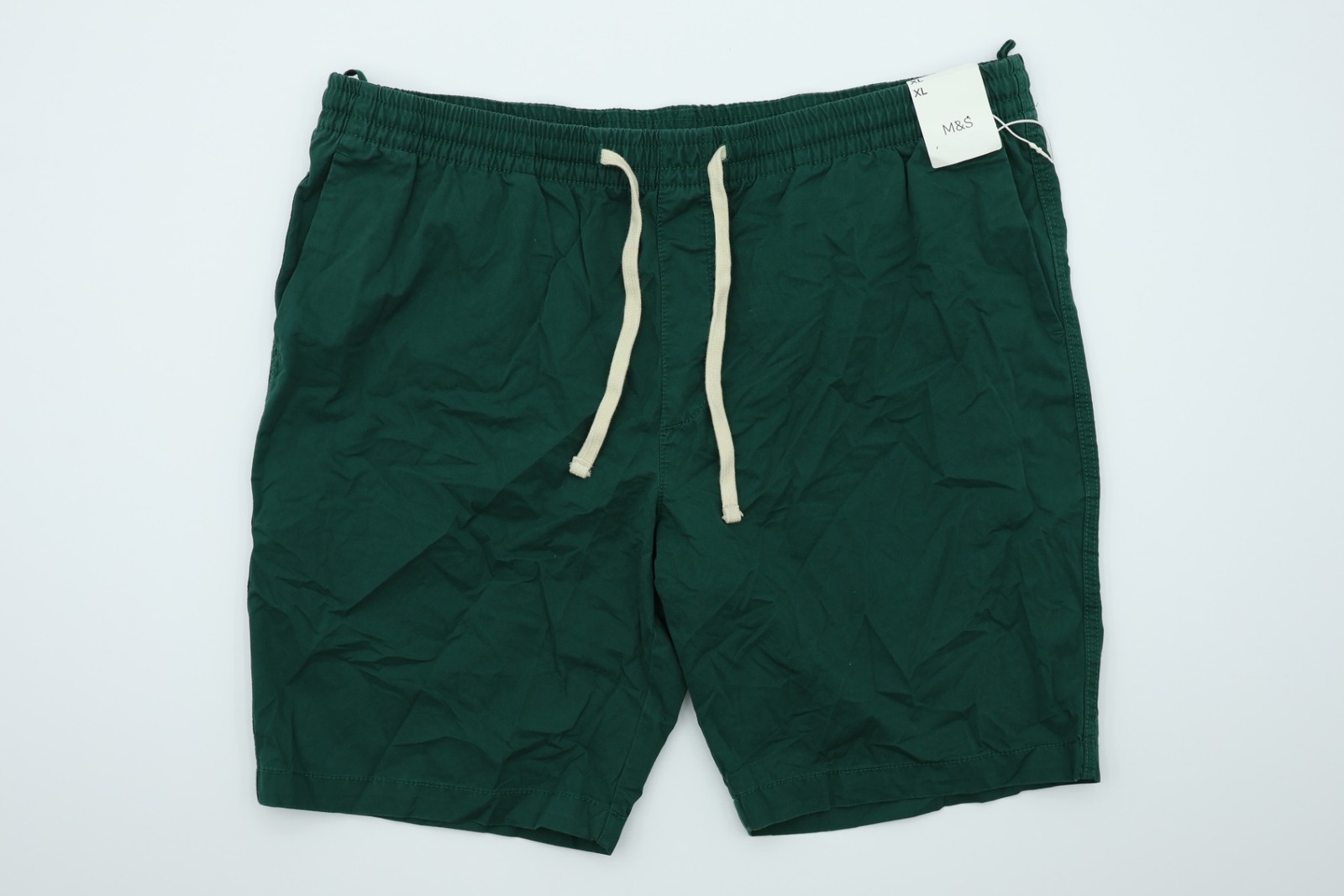 M&S Men’s Shorts Size XL Dark Green Drawstring Back Pocket New