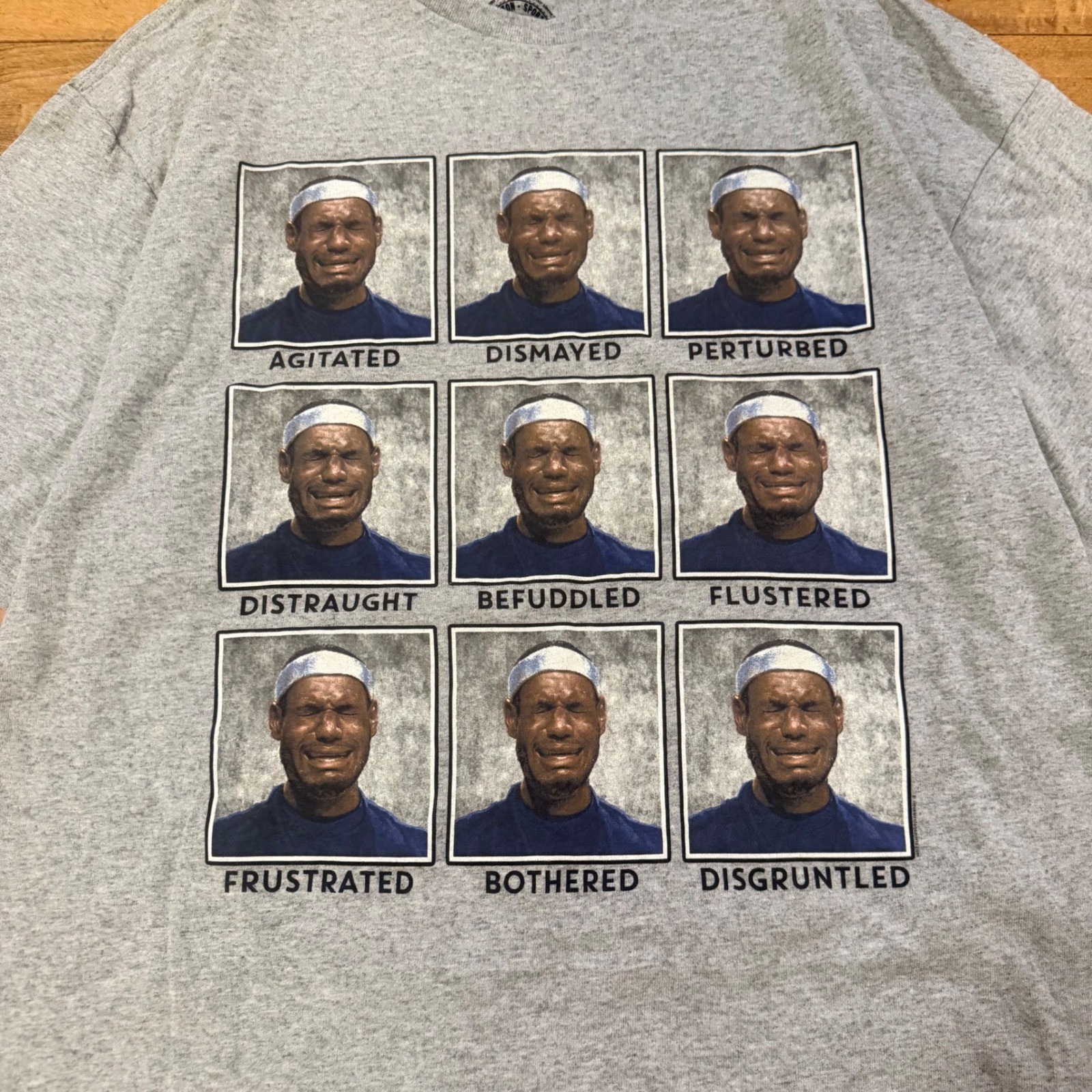 LeBron James Crying Meme Emotions Tee Boston Sports Apparel Grey XL Mens Vibe