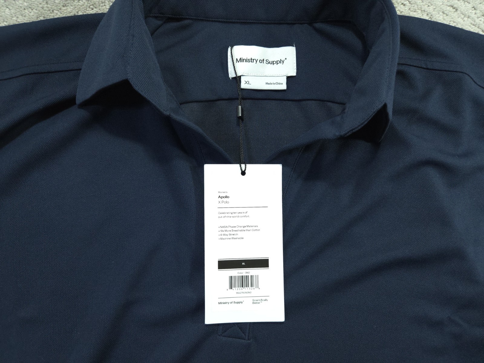 Ministry Of Supply Top Apollo X Polo Womens XL NWT NASA Phase Change Shirt Blue