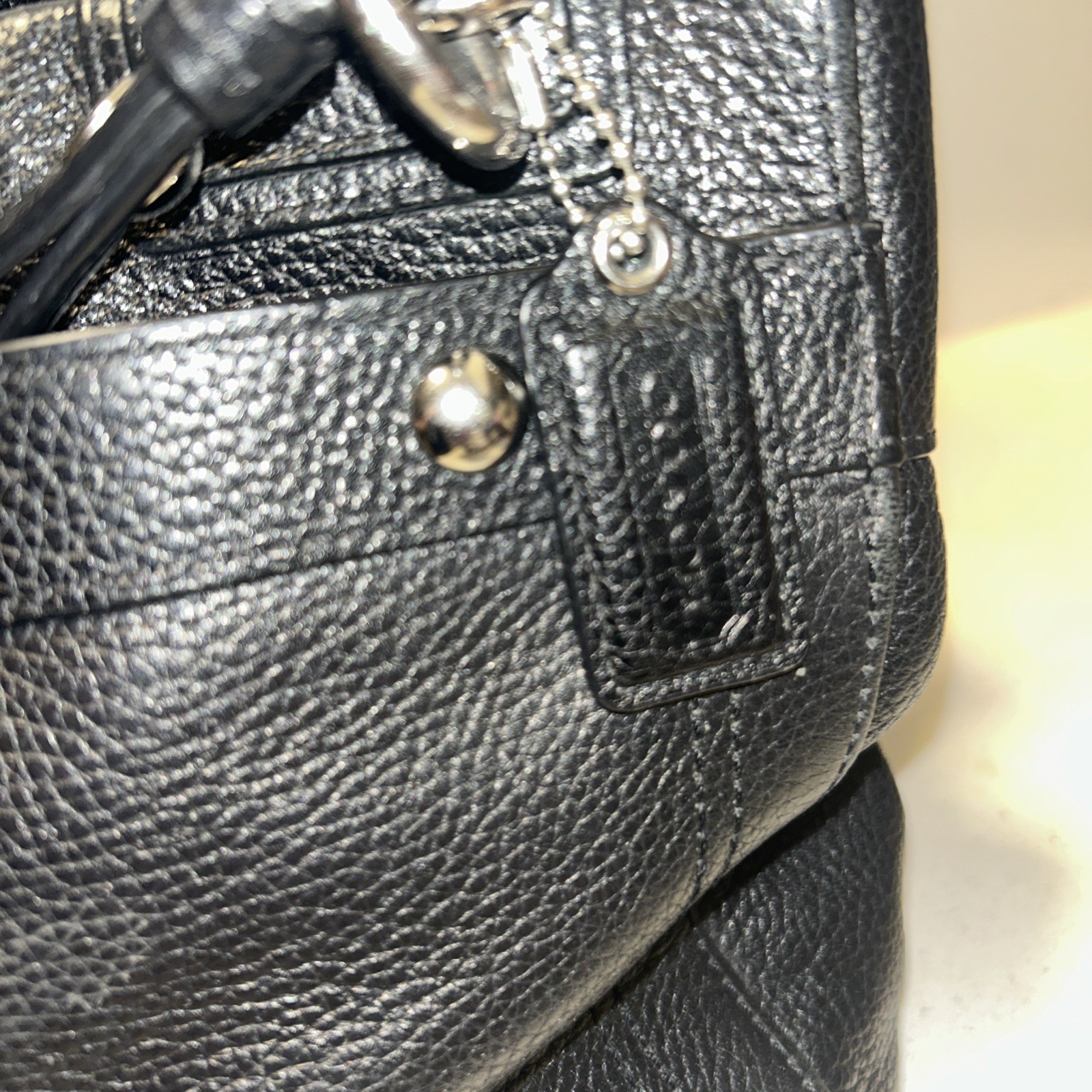 Coach F16531 Penelope Black Pebbled Leather Silver Detail Satchel Handbag