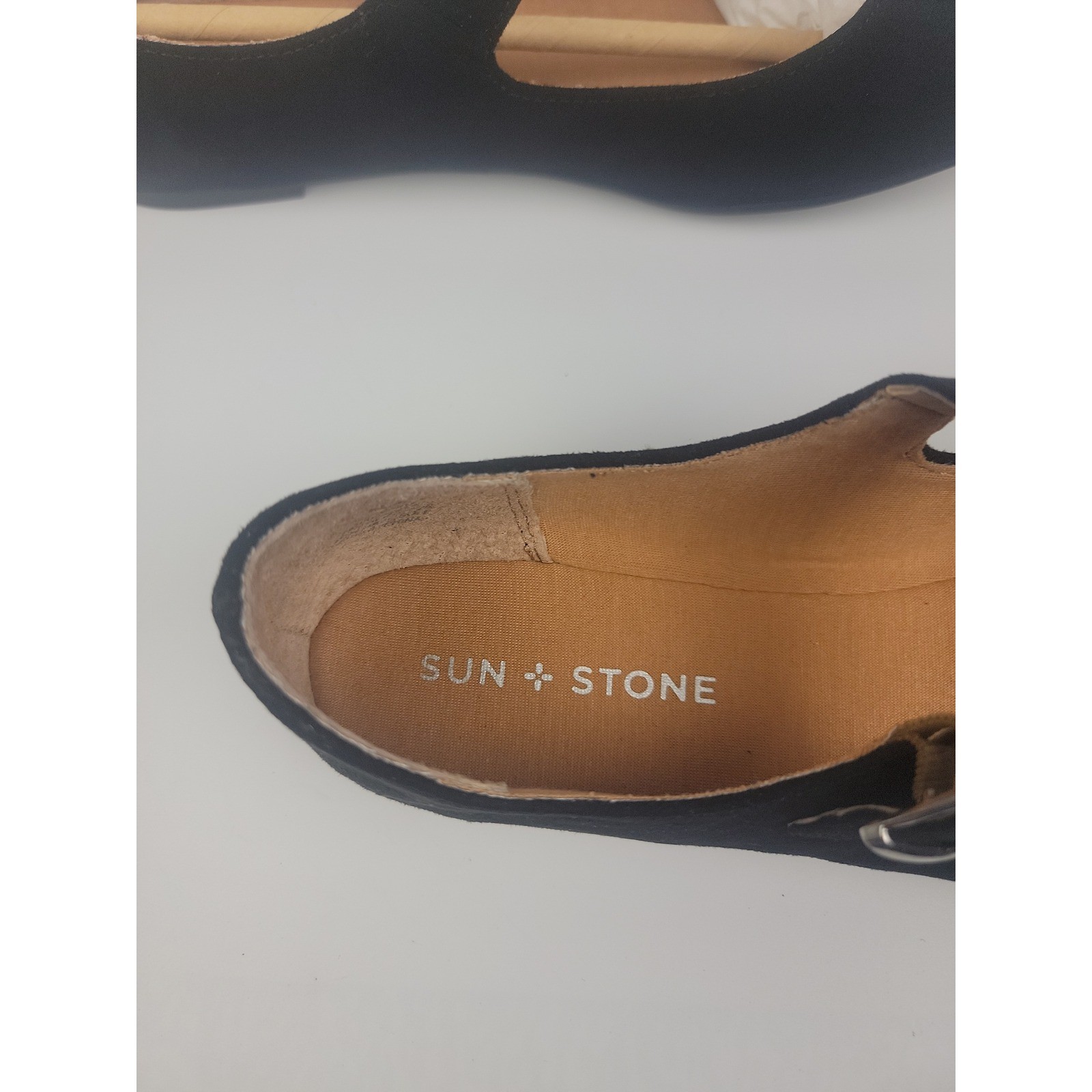 Sun + Stone Adiaaf Black Mary Jane Square Toe Buckle Flats Womens 6.5 M NEW