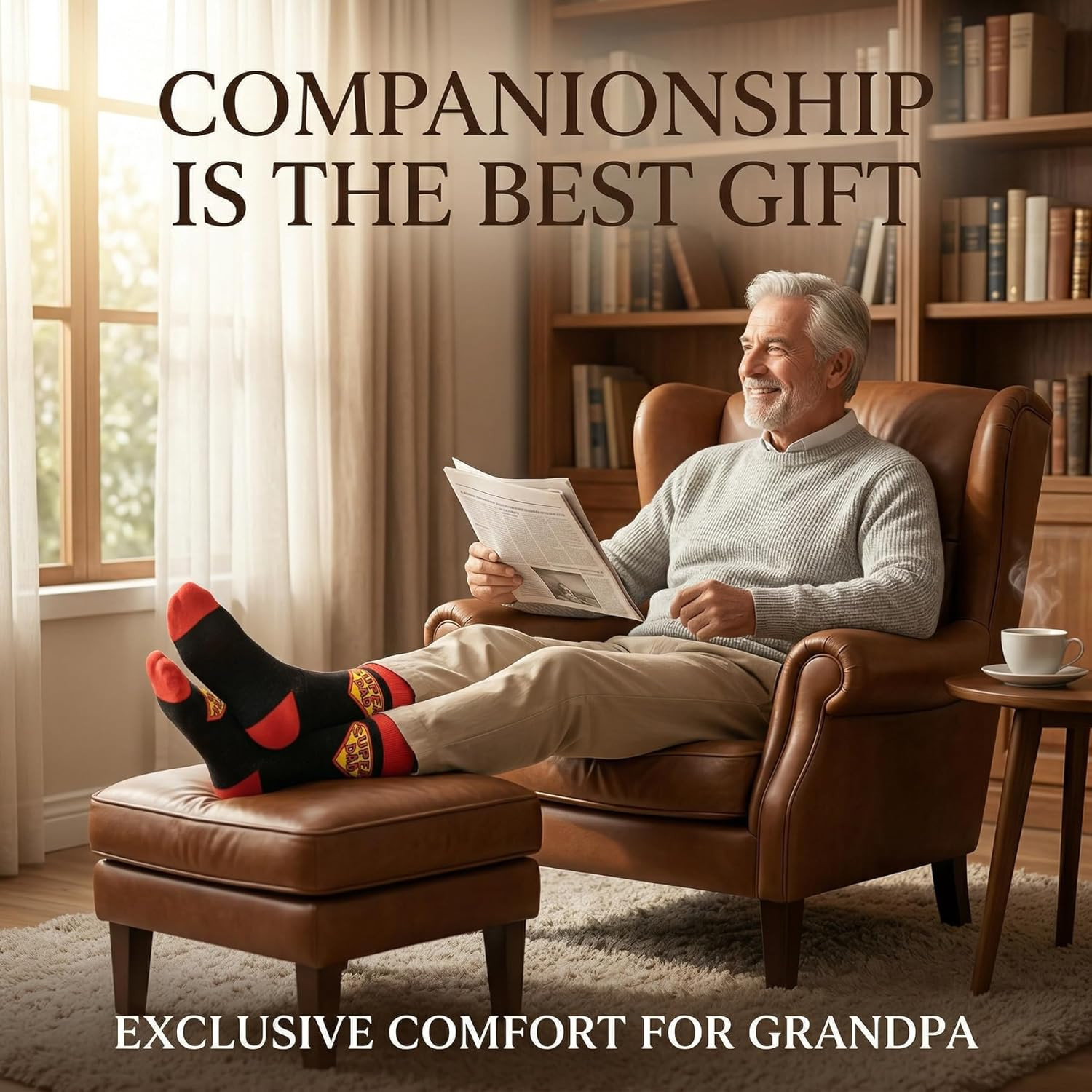 Funny Dad Socks Gift for Father’S Day, Super Dad Ever Novelty Mens Dress Socks,