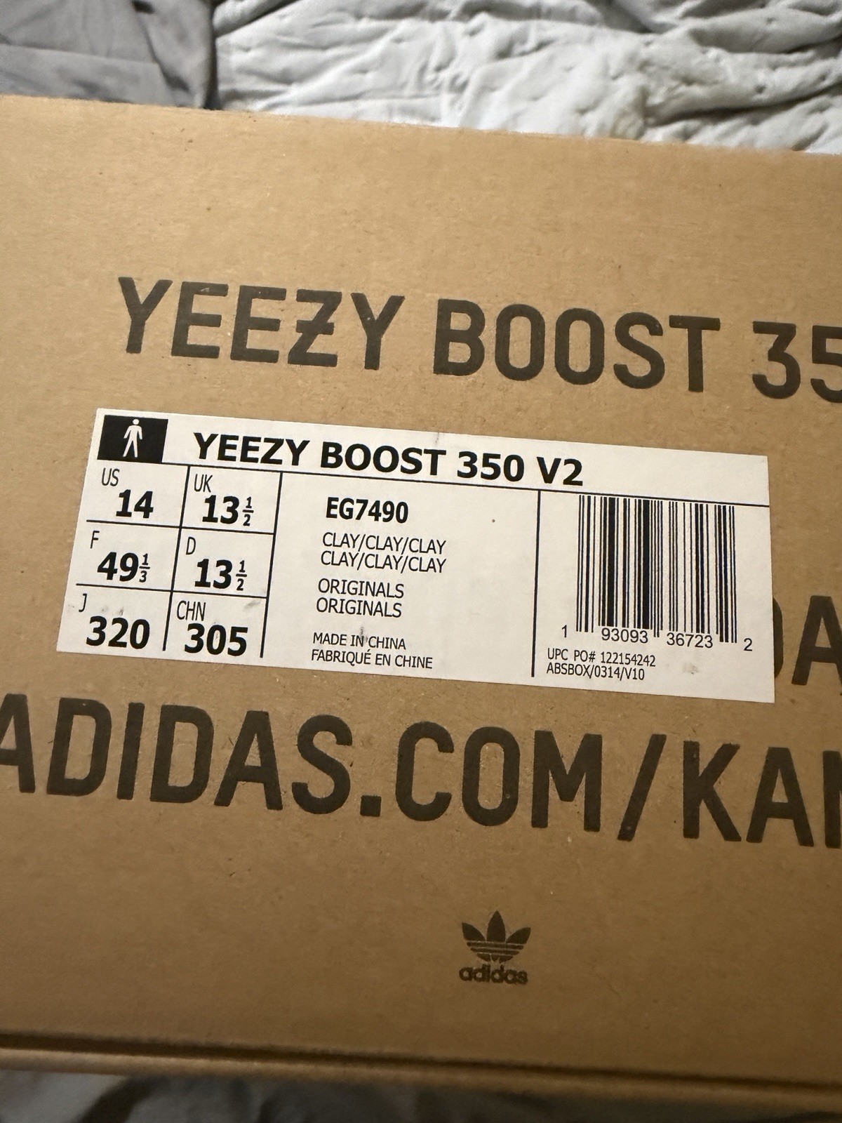 Adidas Yeezy 350 V2 Clay – Size 14
