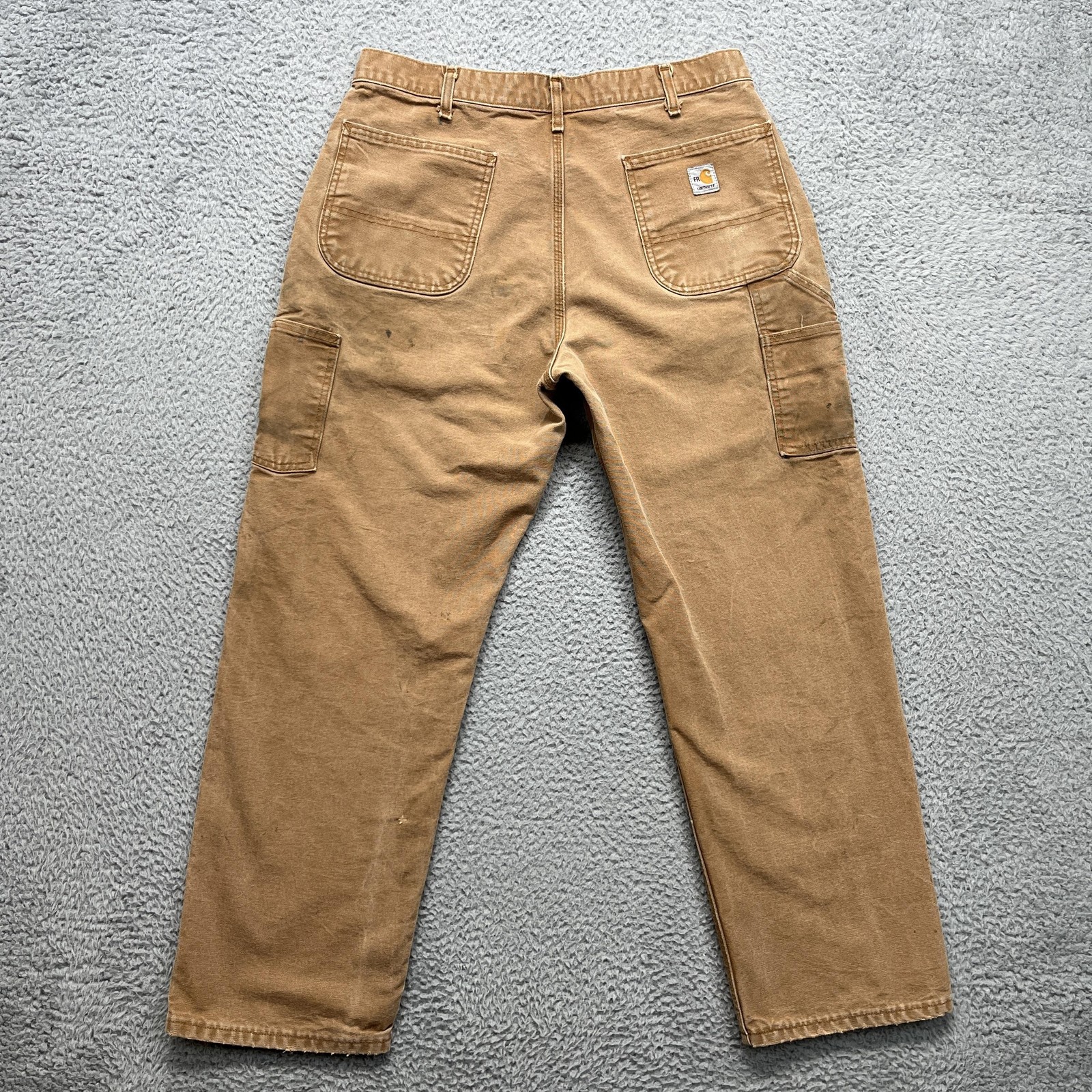 Carhartt FR Dungaree Fit Carpenter Pants Mens 36×30 Brown Canvas FRB229 Work