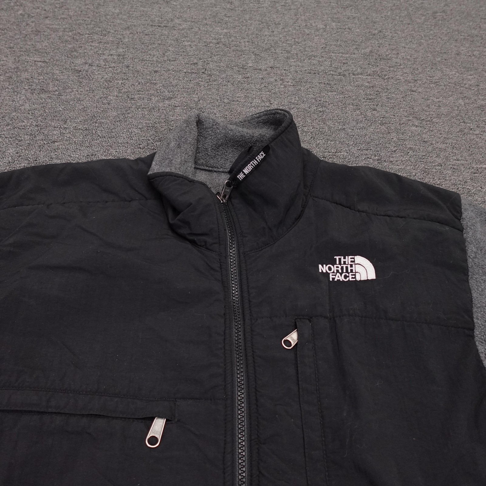 The North Face Jacket Mens Large Gray Black Denali Fleece Full Zip Pockets