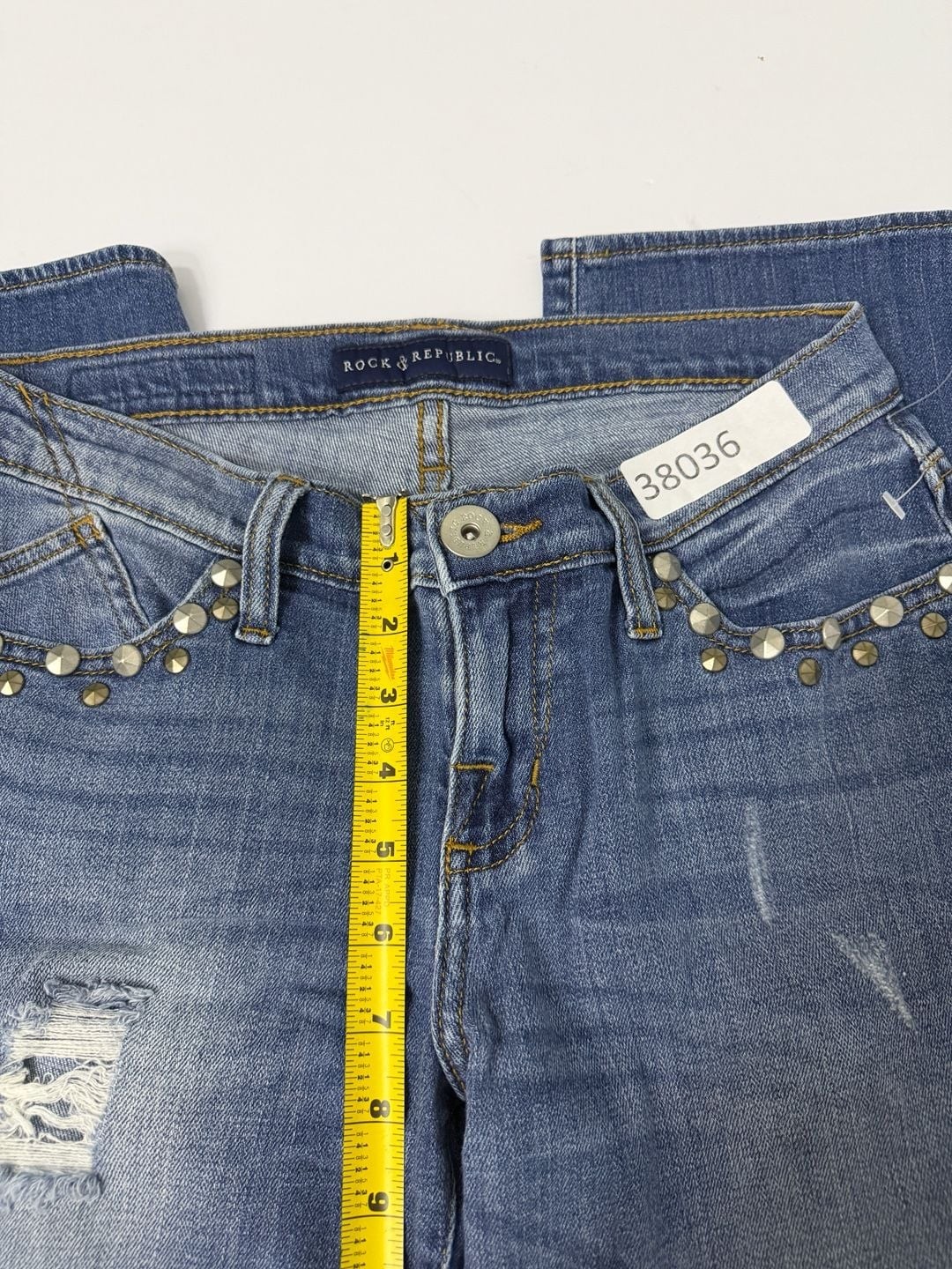 Rock & Republic Women’s Studded Distressed Medium Wash Denim Jeans