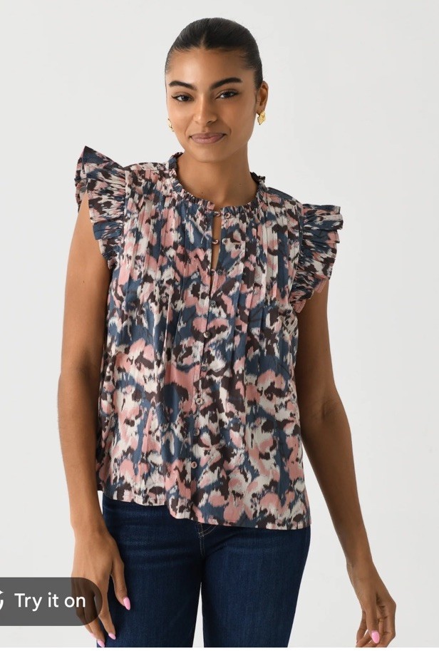 Cleobella Maritza Blouse In Le Joules Print Organic Cotton Medium Cottage Boho