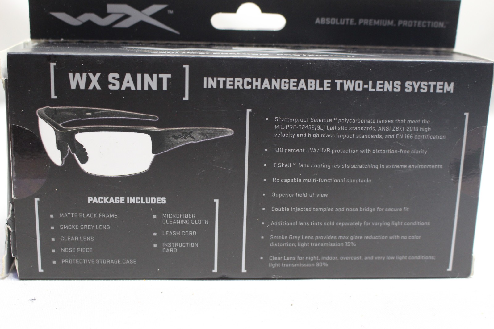 Wiley X CHSAI07 SAINT S/M Smoke Gray/Clear Lens Polycarbonate Matte Black Frame