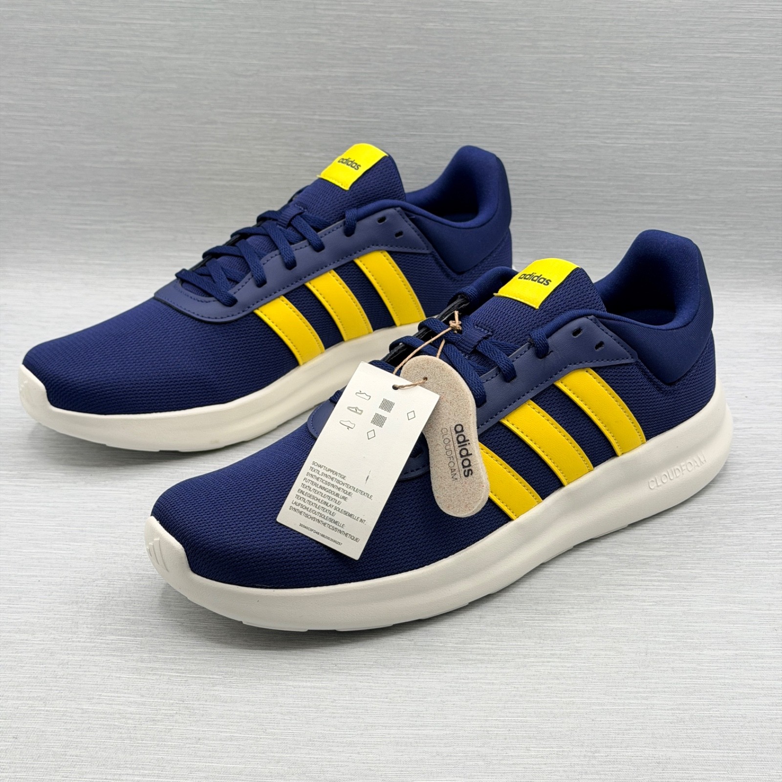 Adidas Men’s 12 Sneakers Blue Yellow Retro Comfort Lite Racer 4 Cloudfoam JR8544