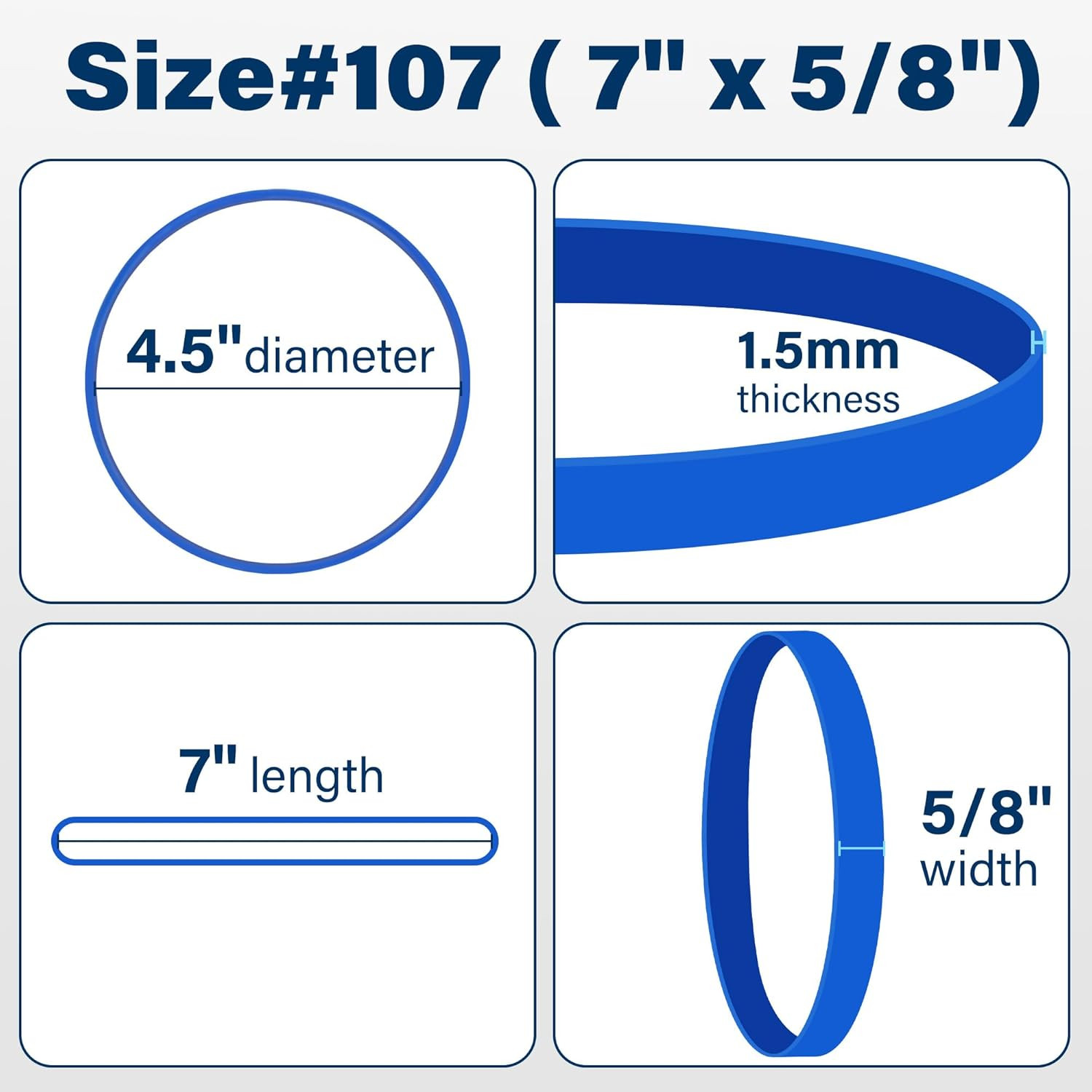 Large Rubber Bands, 30Pcs Size #107 Big Wide Elastic Bands, Heavy Duty Blue L…