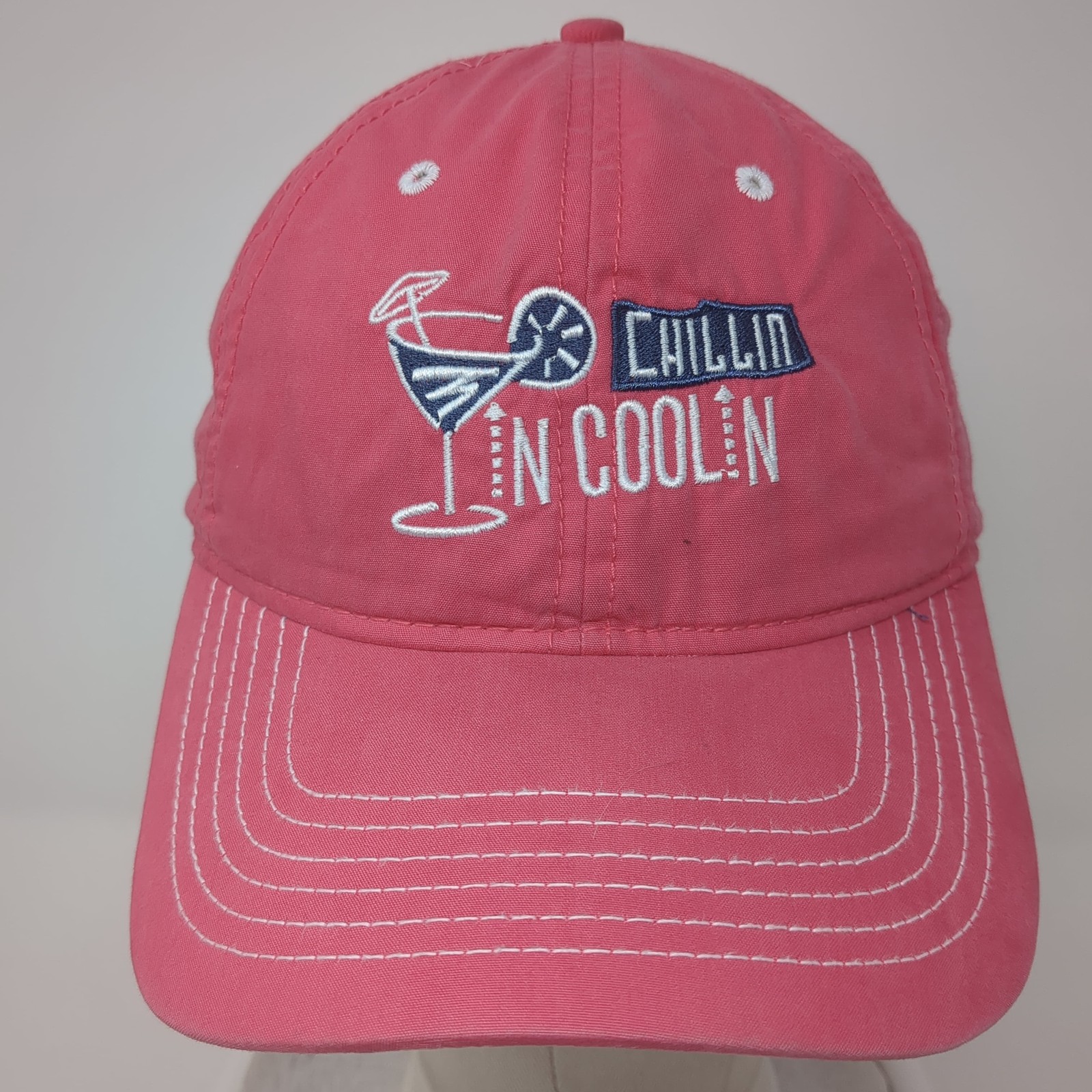 Chillin N Coolin Strapback Hat Solid Pink One Size Embroidered Ahead