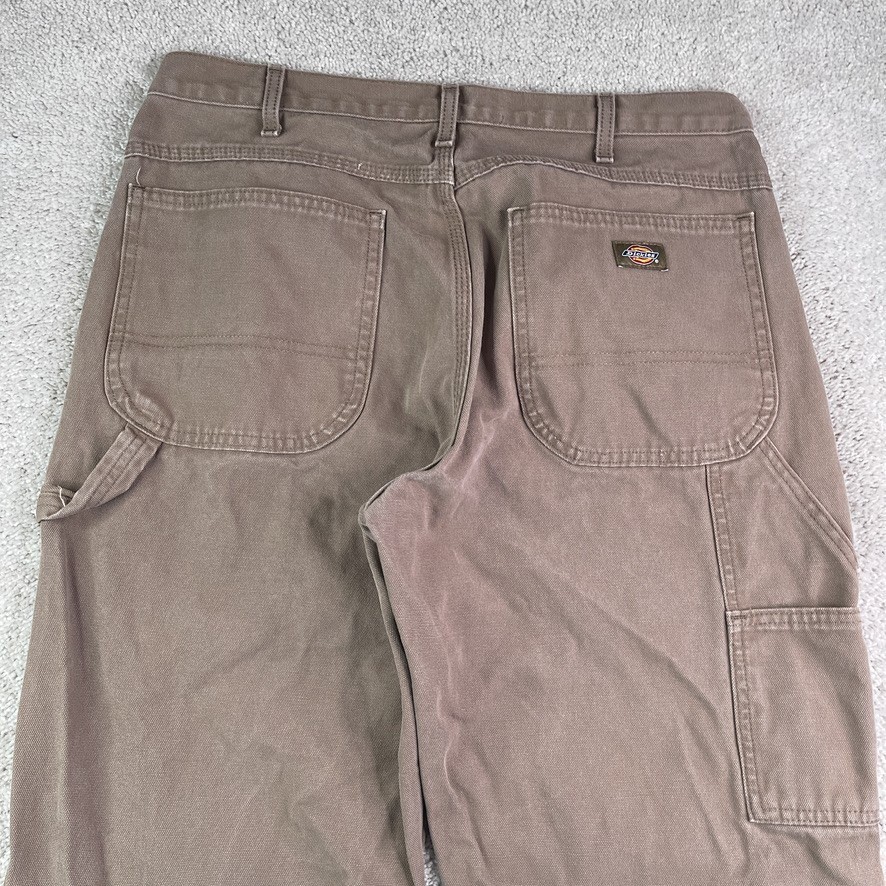 Dickies Pants Mens 34×34 Brown Carpenter Utility Canvas Workwear Hammer Loop