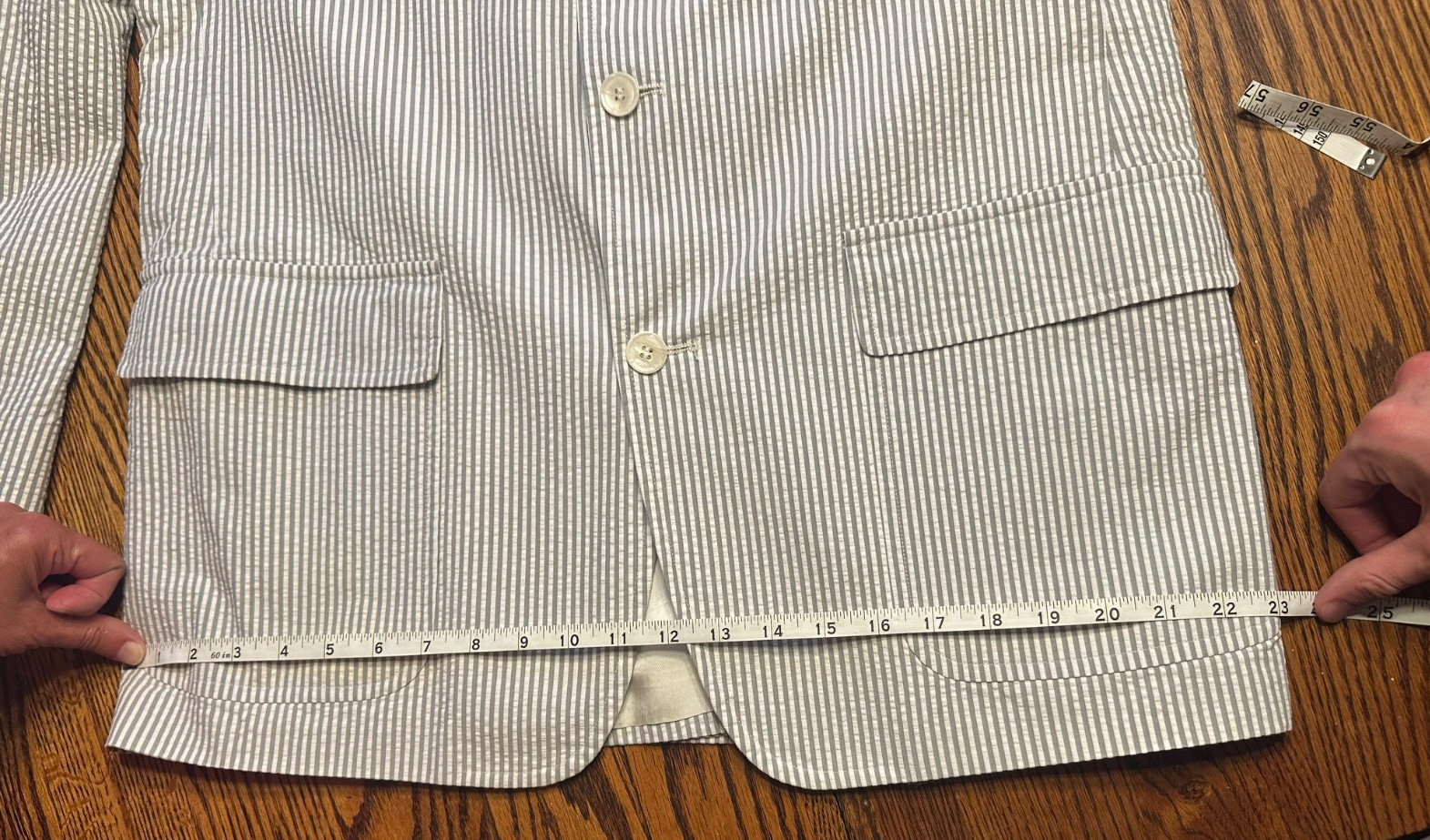 Brooks Brothers Seersucker Suit 42R 36×29 Gray White Stripe Cotton Pleated Cuff