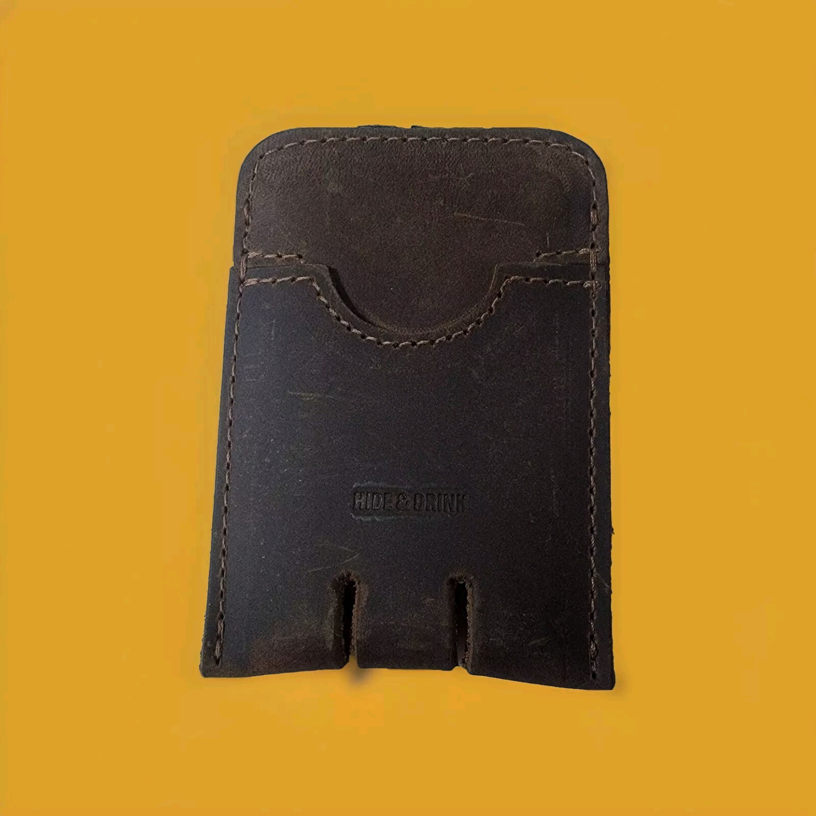 Hide And Drink Push Card Holder Wallet : Full Grain Leather:Bourbon Brown color: