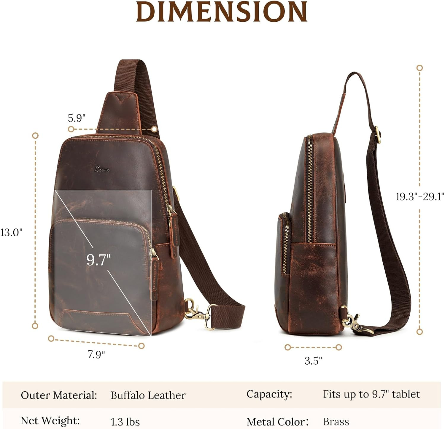 Sling Bag for Men Women RFID Blocking Genuine Leather Crossbody Shoulder Bag Bac