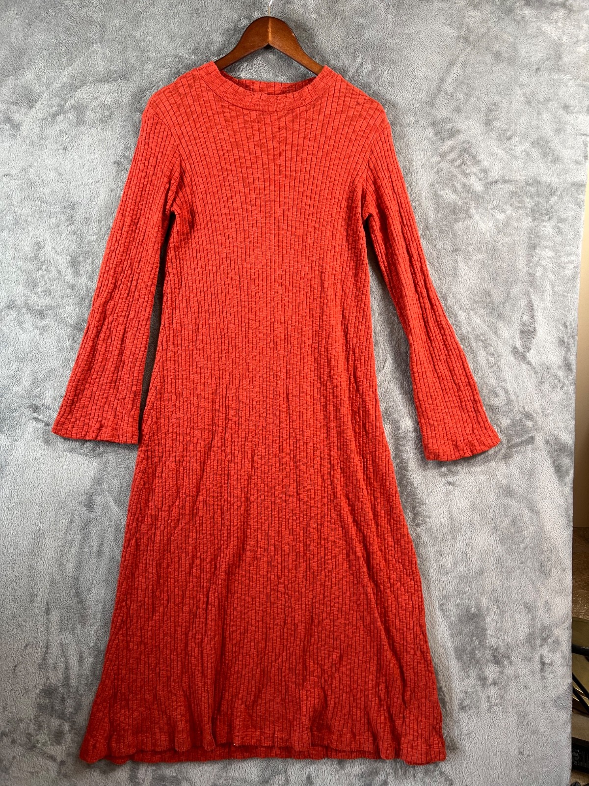 Christy Dawn Charlie Maxi Dress Medium Red Orange Ribbed Knit Sustainable