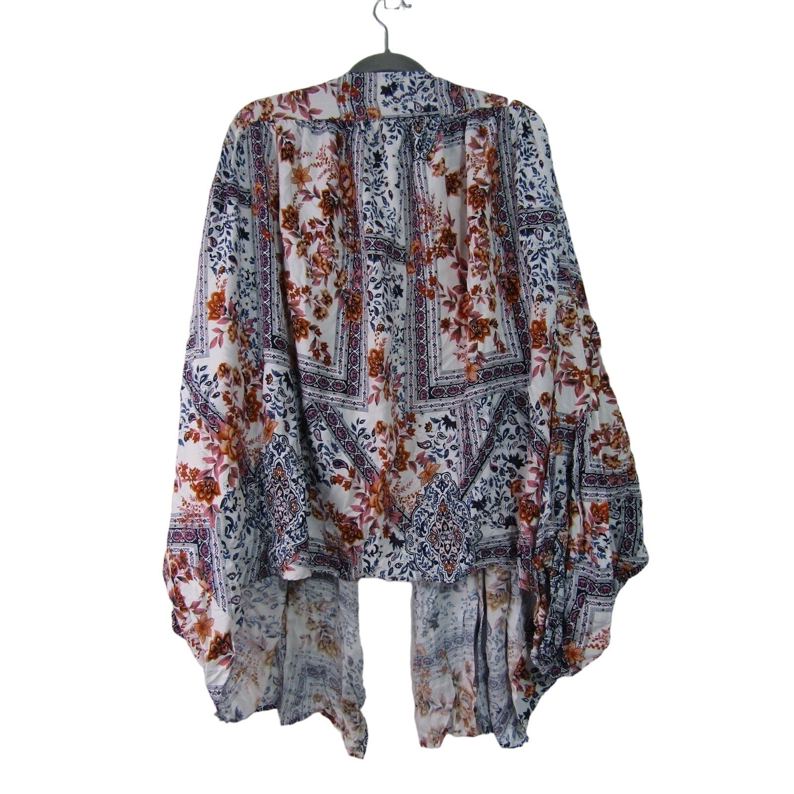 Hayden Rayon White Floral Tunic Wrap Top size 3XL Batwing Boho Colorful Classic