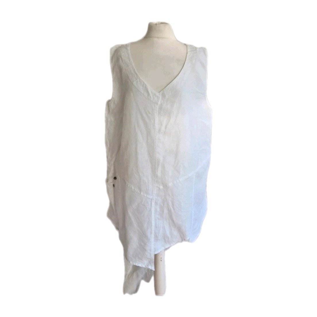 Kasbah Tunic Blouse Womens Size 3/UK 12 Linen Assymetric Oversized Lagenlook.