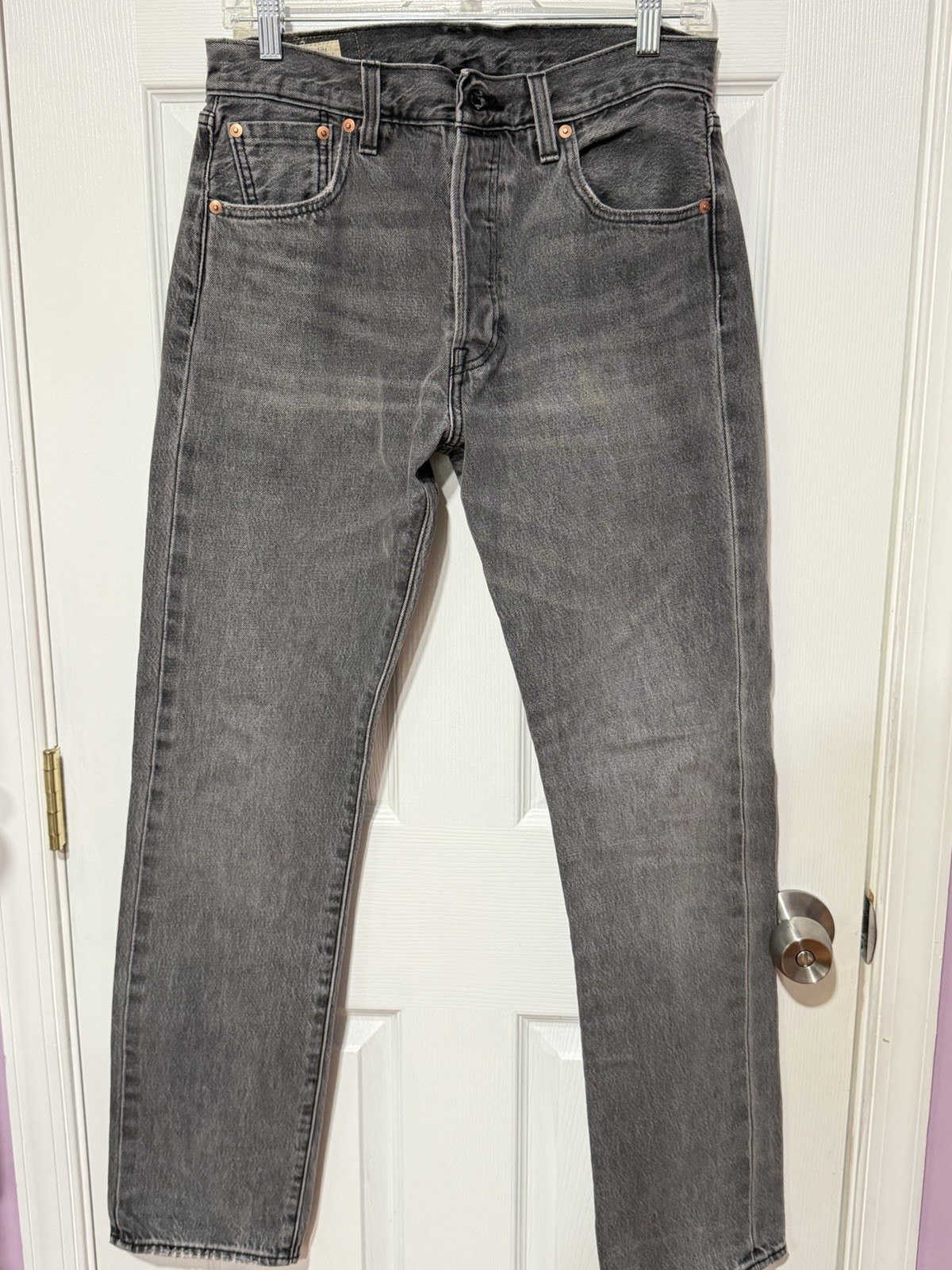 Levi’s 501 ’93 Selvedge Men’s Straight Fit Jeans 30×30, Black/Gray, Button Fly
