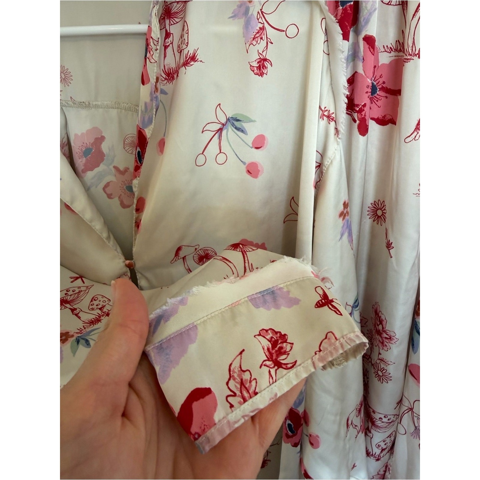 Free People Intimately Pink Floral Cream Women’s Pajama Set Size L