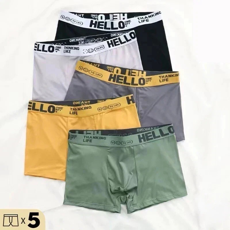 Hello Thanking Life! Men’s Underwear Hello Boxer Briefs Underwear Men 5 PCS