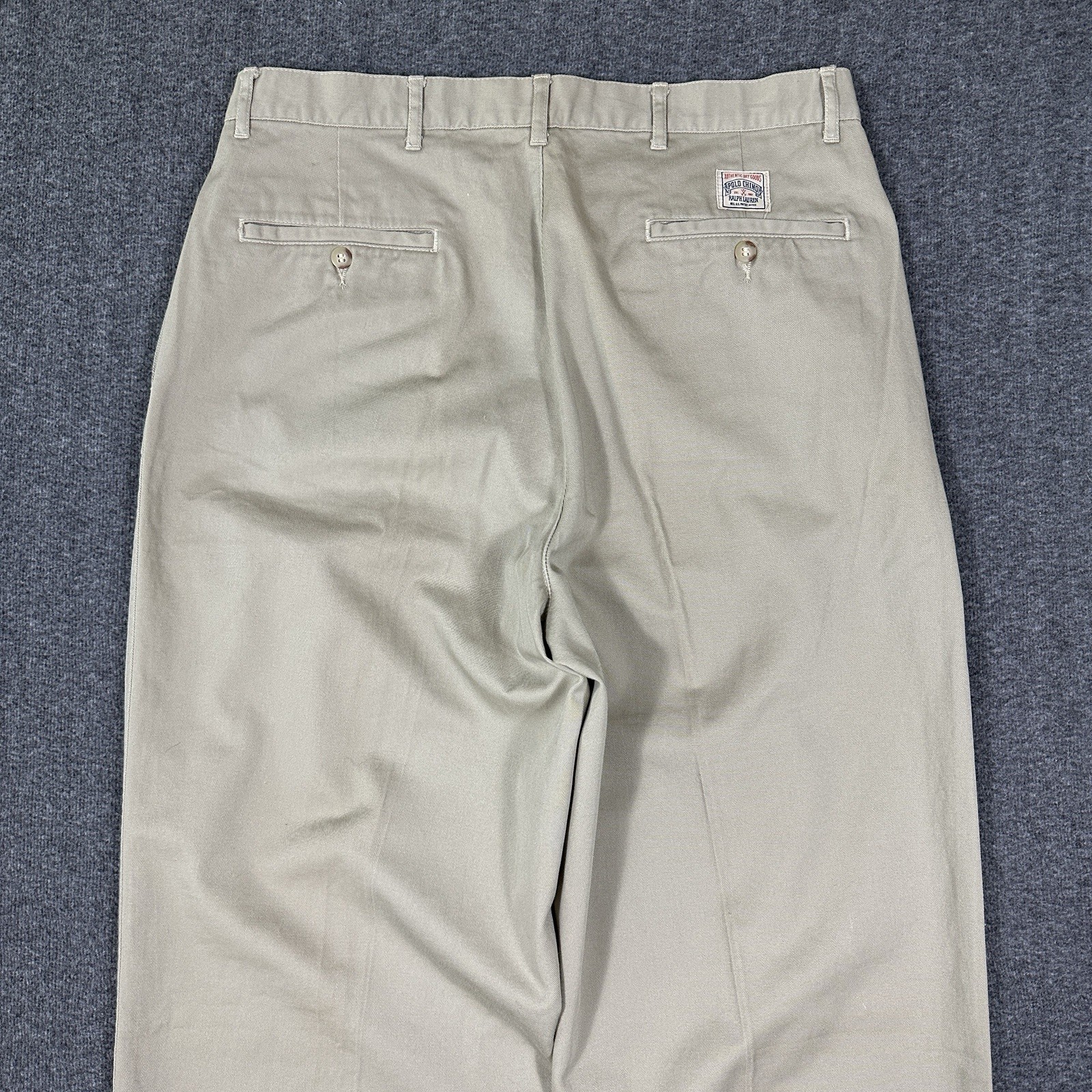 Vtg Polo Ralph Lauren 1967 Chino Pants Mens 34×36 Tall Khaki Tan Cotton Pleated