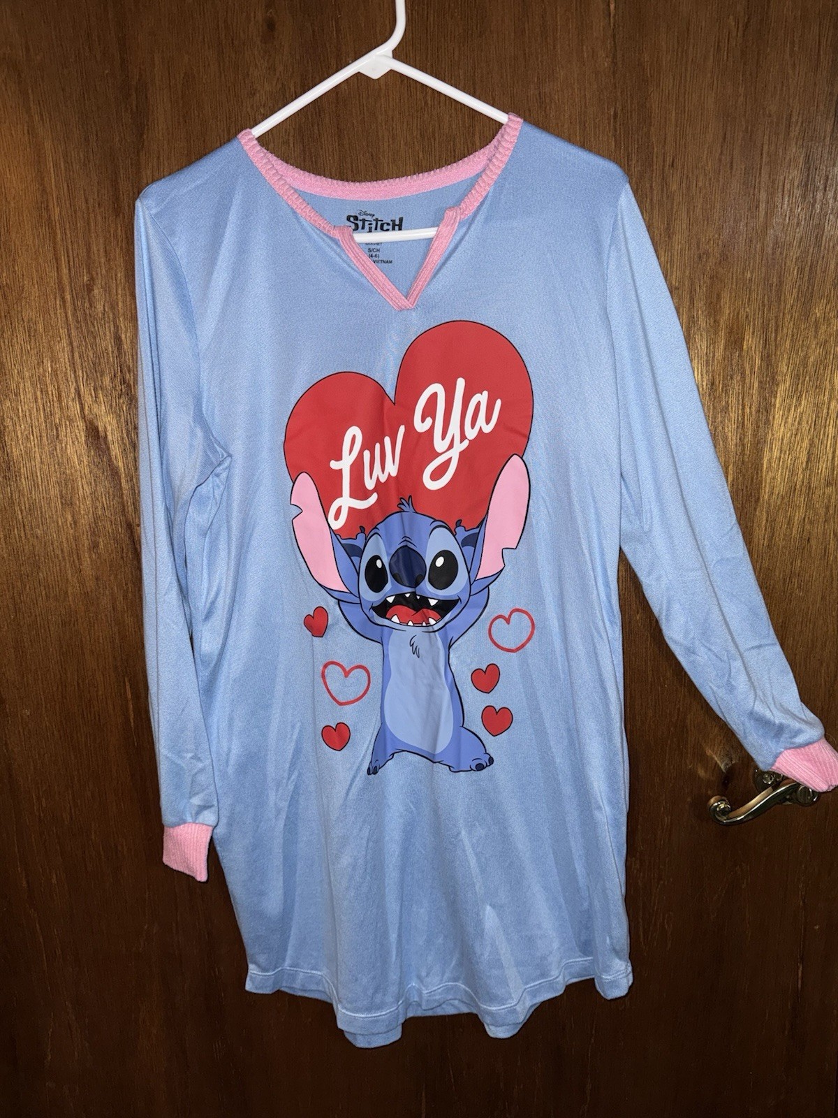Disney Stitch 4-6 Long Sleeve Blue/Pink Graphic Print Pullover Nightgown