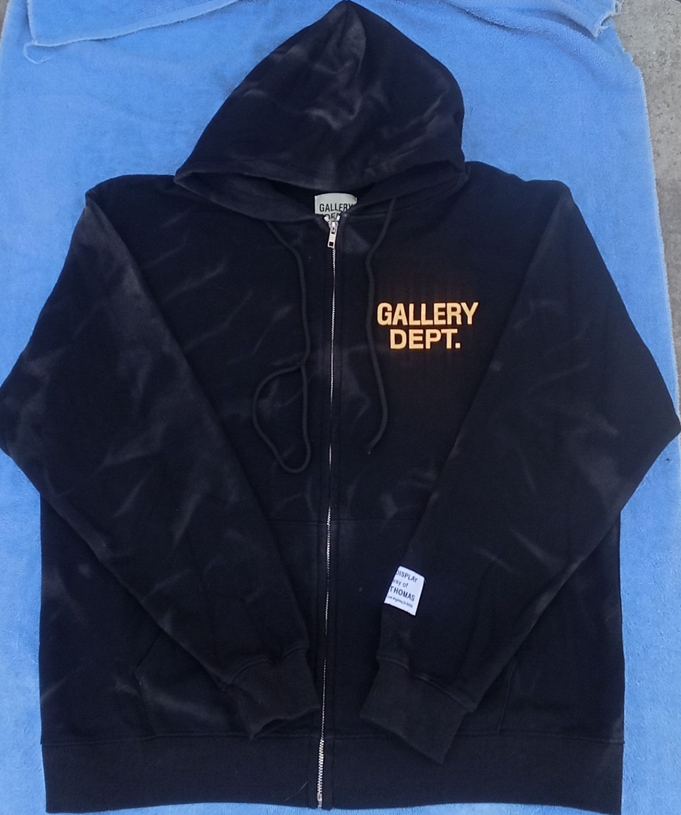 Gallery Dept. Smoke Fade Tie Dyed Black Full Zip Hoodie XL NWOT