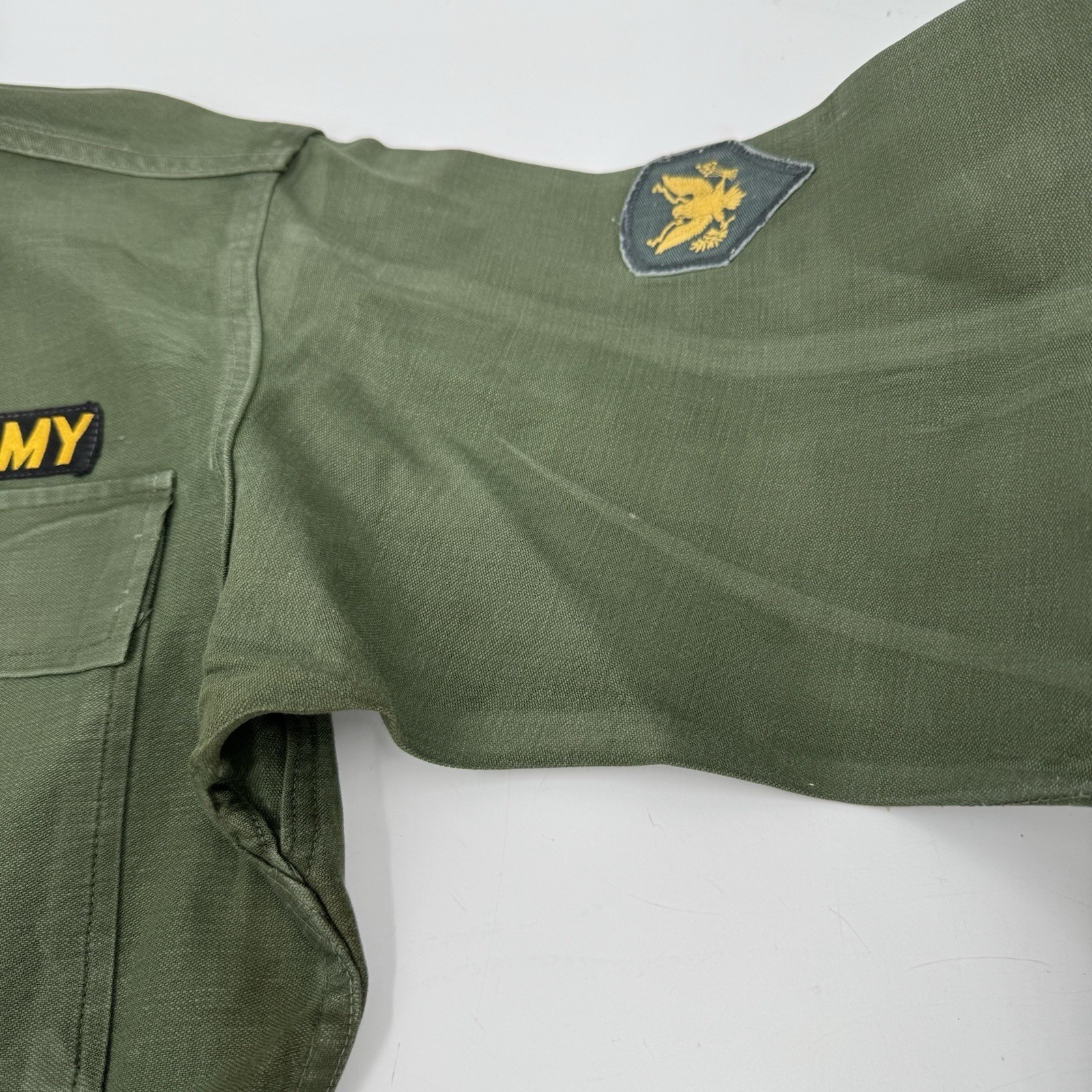 Vtg US Army Military Stencil Shirt Jacket WWII Korean Vietnam War Uniform L