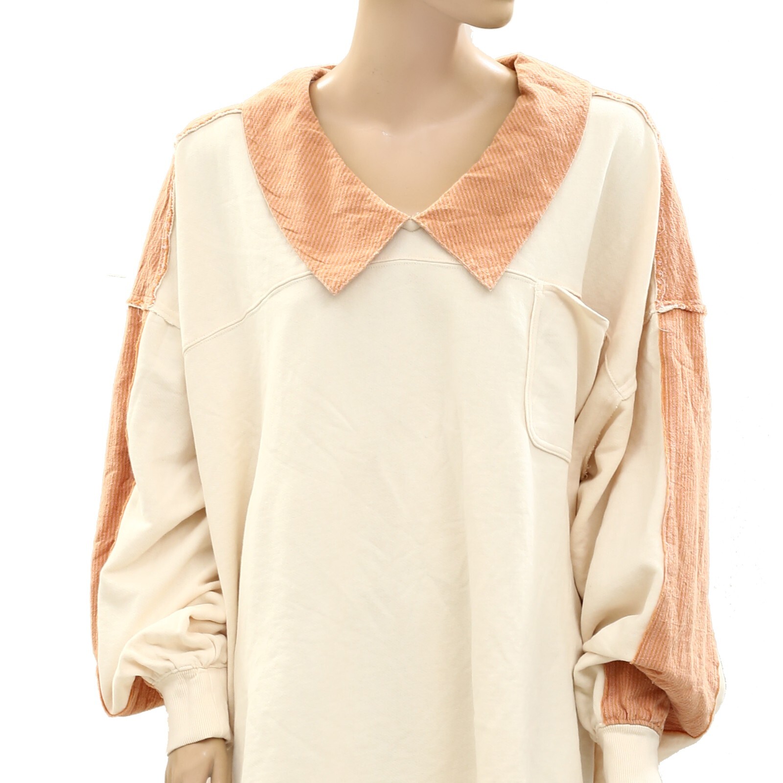 Free People Madeleine Sweatshirt Pullover Top Striped Oversized Slouchy L 271299