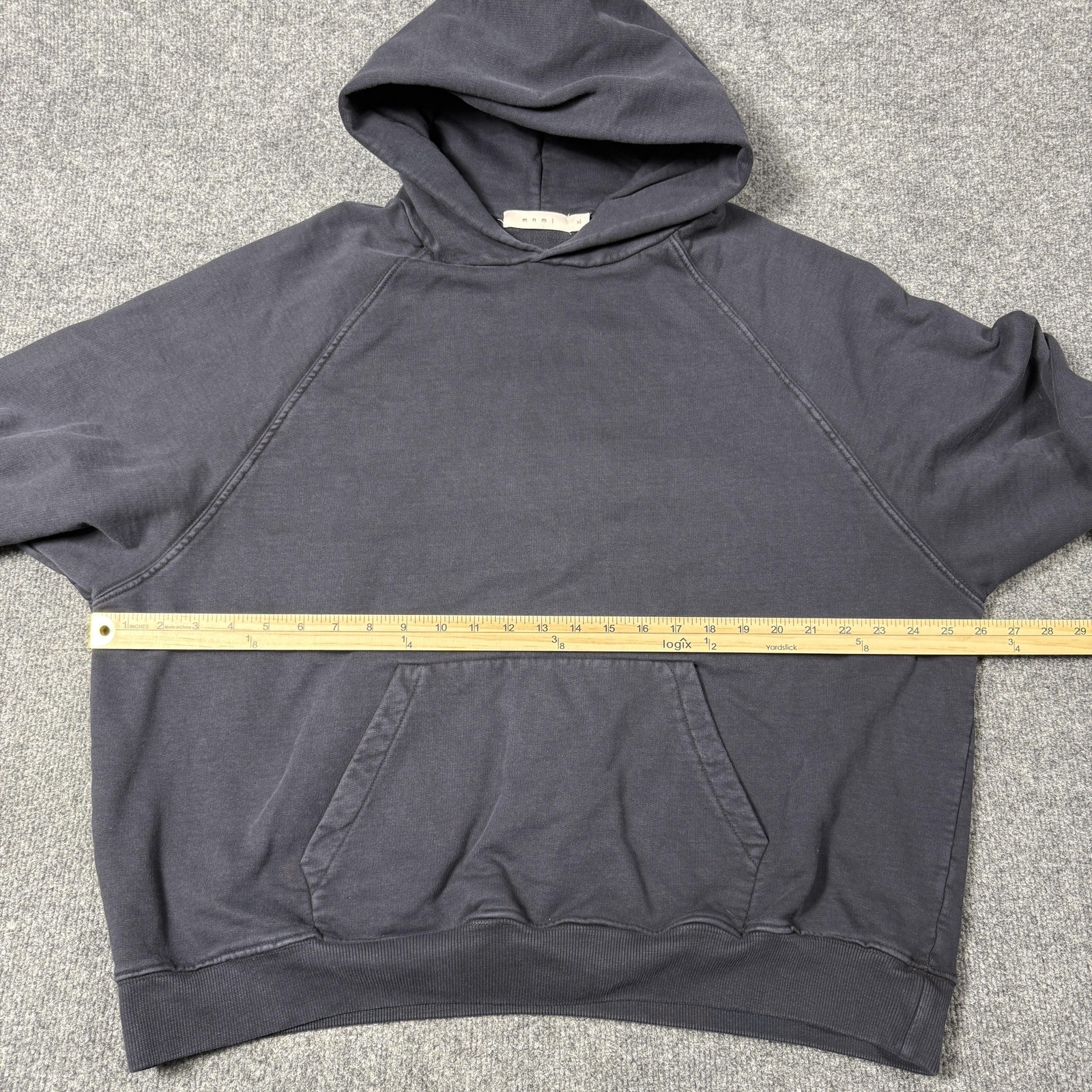 Mnml Hoodie Mens XL Gray Pullover Fleece Sweatshirt Kangaroo Pocket Relaxed Fit