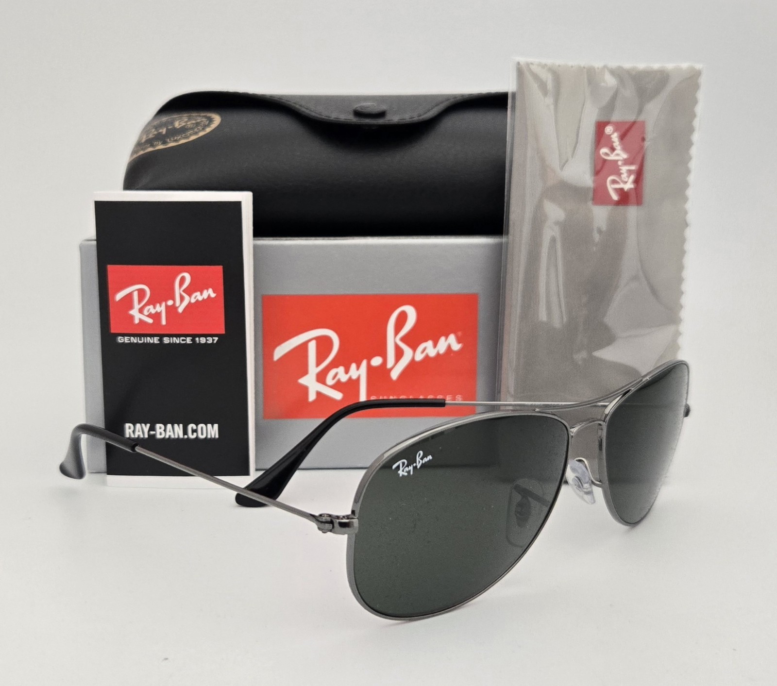 Ray Ban Sunglasses NEW 3362 Cockpit Color 004 Gun Grey Size 59 Large Authentic