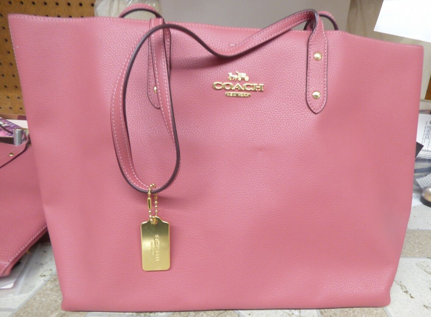 Coach Signature Interior Town Tote F76637 Rouge mauve light khaki NWT LQQK $393