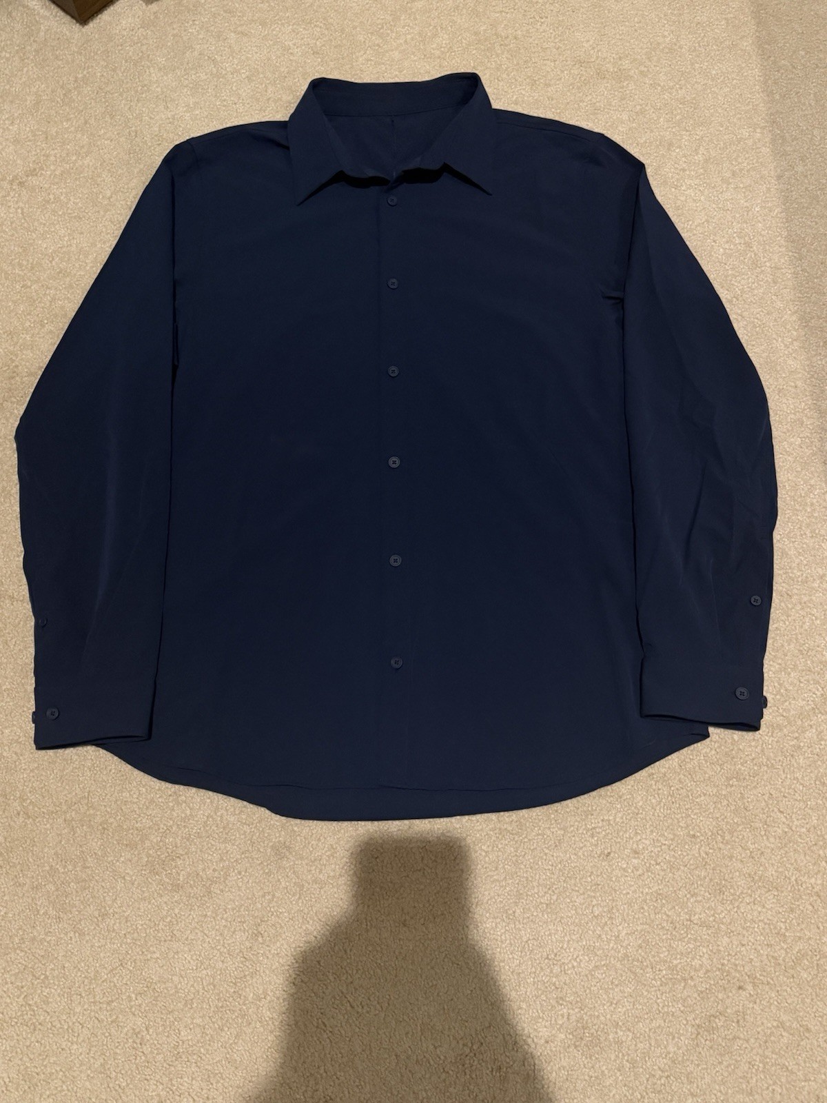 Lululemon Commission Long Sleeve Button Up Collared Shirt Men’s Medium Navy Blue
