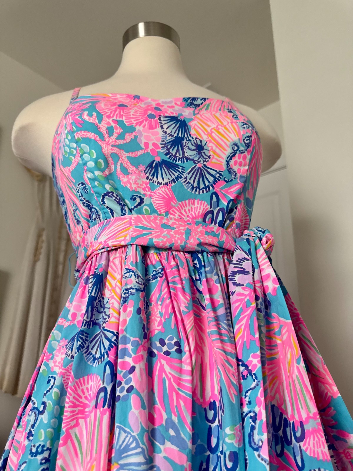 Lilly Pulitzer “Splendor in the Sand” Print Midi Cotton Dress w/Pockets – Size 0