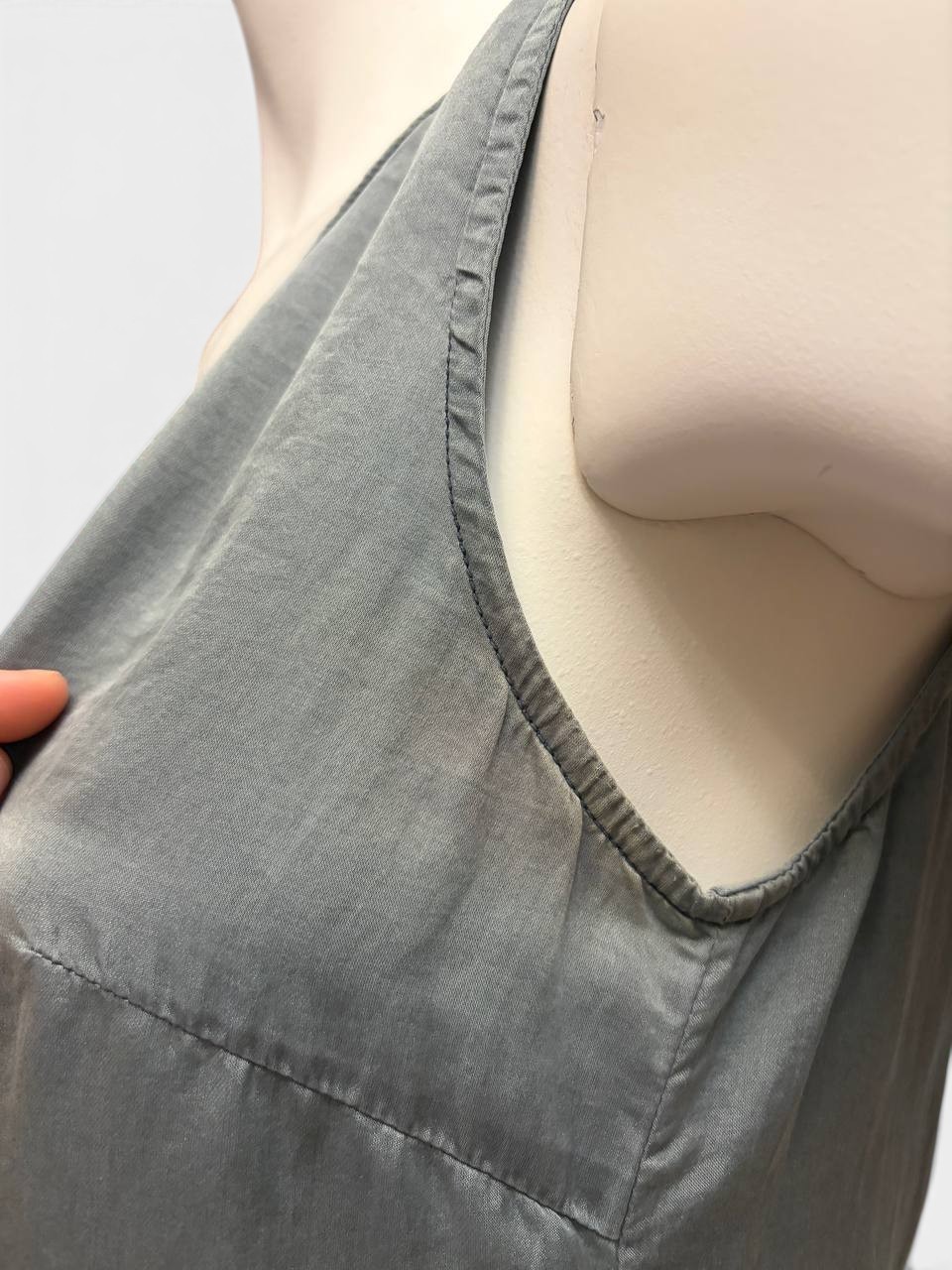 MM6 Margiela Cotton Silk Satin Midi Dress Sleeveless Gray IT 46 Made Italy