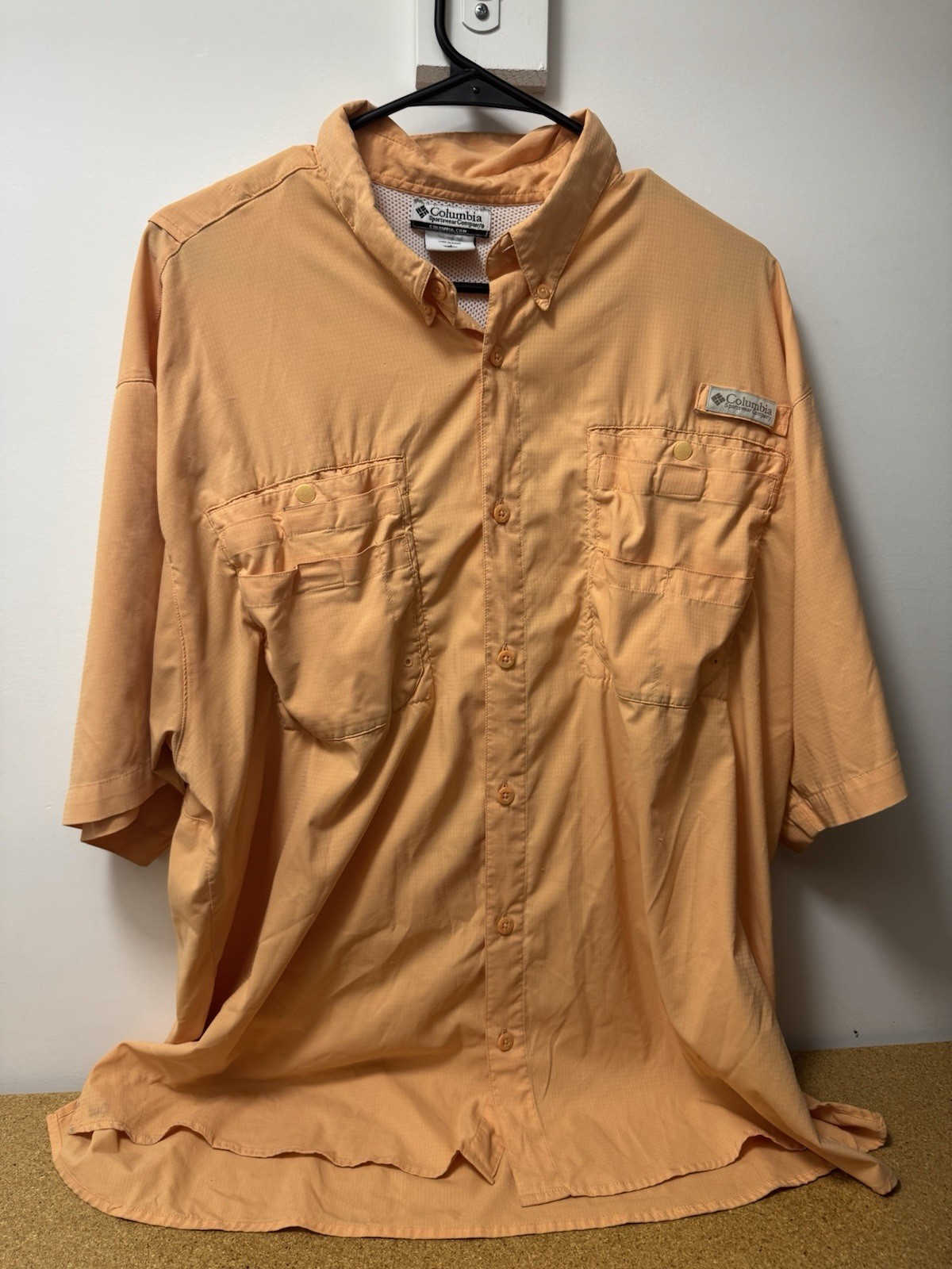 Columbia PFG Omni-shade Bahama Vented Fishing Shirt Mens Size XXL Peach Outdoor