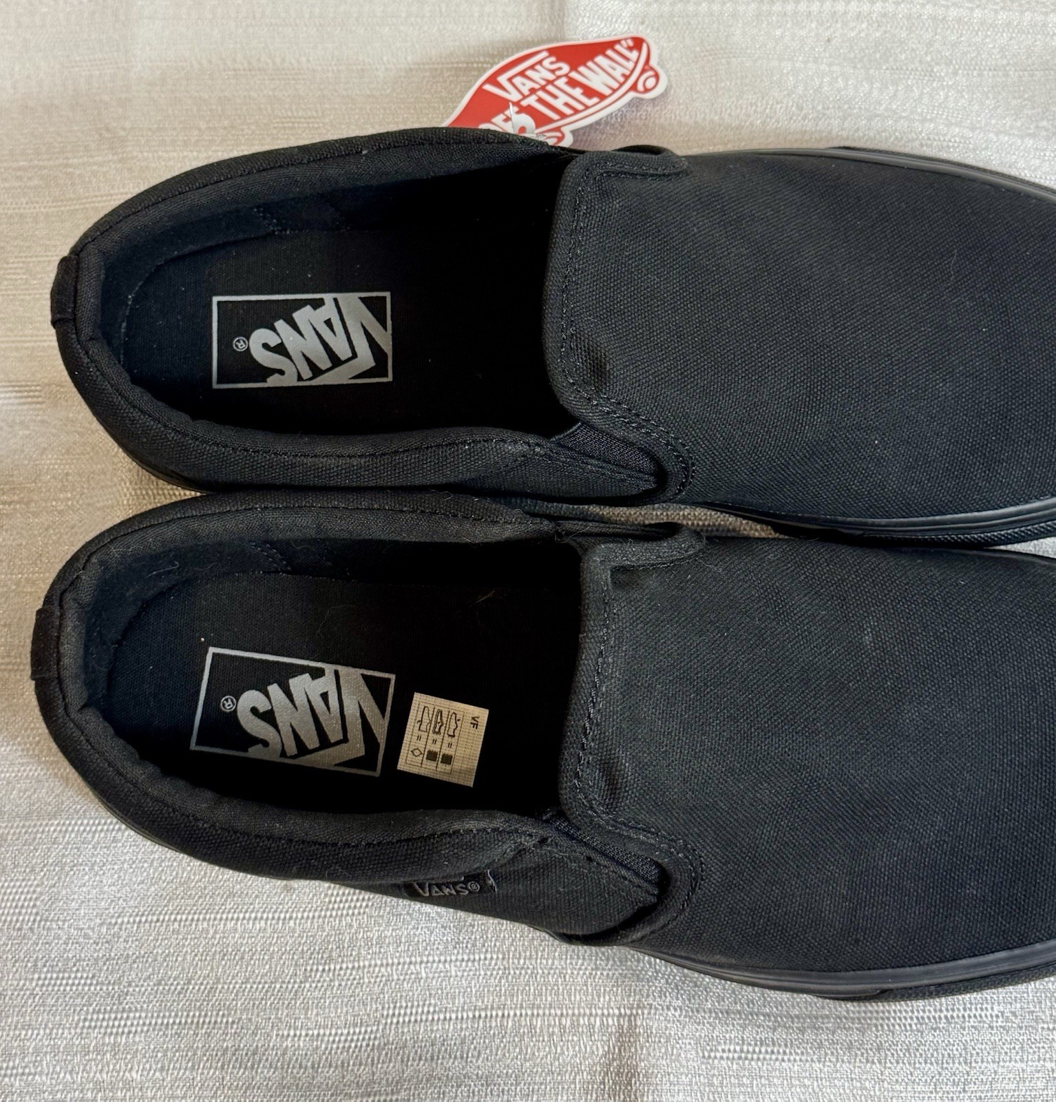 Vans Men’s Asher Slip On Double Black Canvas Casual Skate Shoes Size 10.5 NIB
