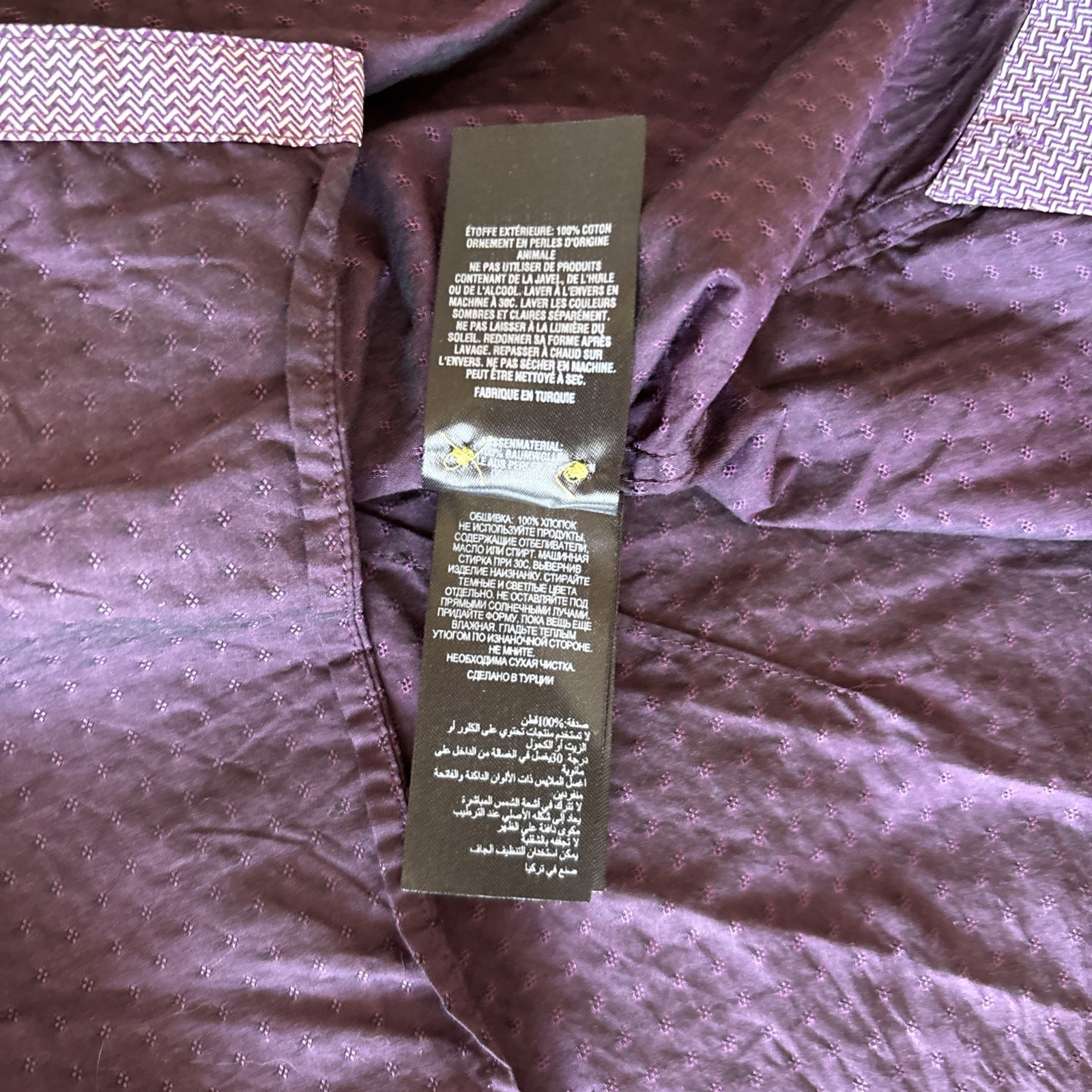 Ted Baker London Flip Cuff Button Up Dress Shirt Mens XL Sz 5 Purple Textured