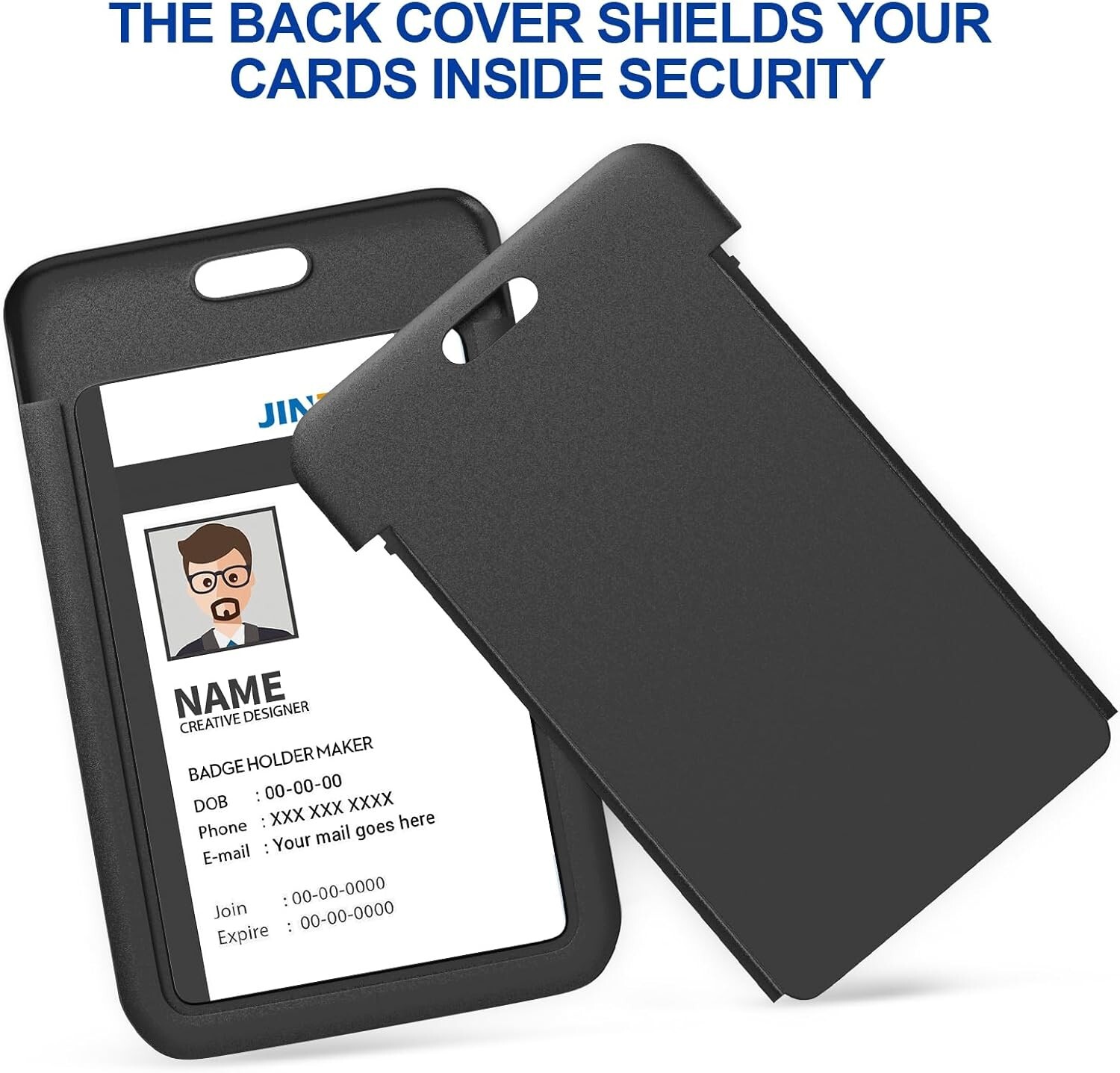 2pcs ID Badge Holder Vertical Card Holder Heavy Duty for Work Key Card Men Women