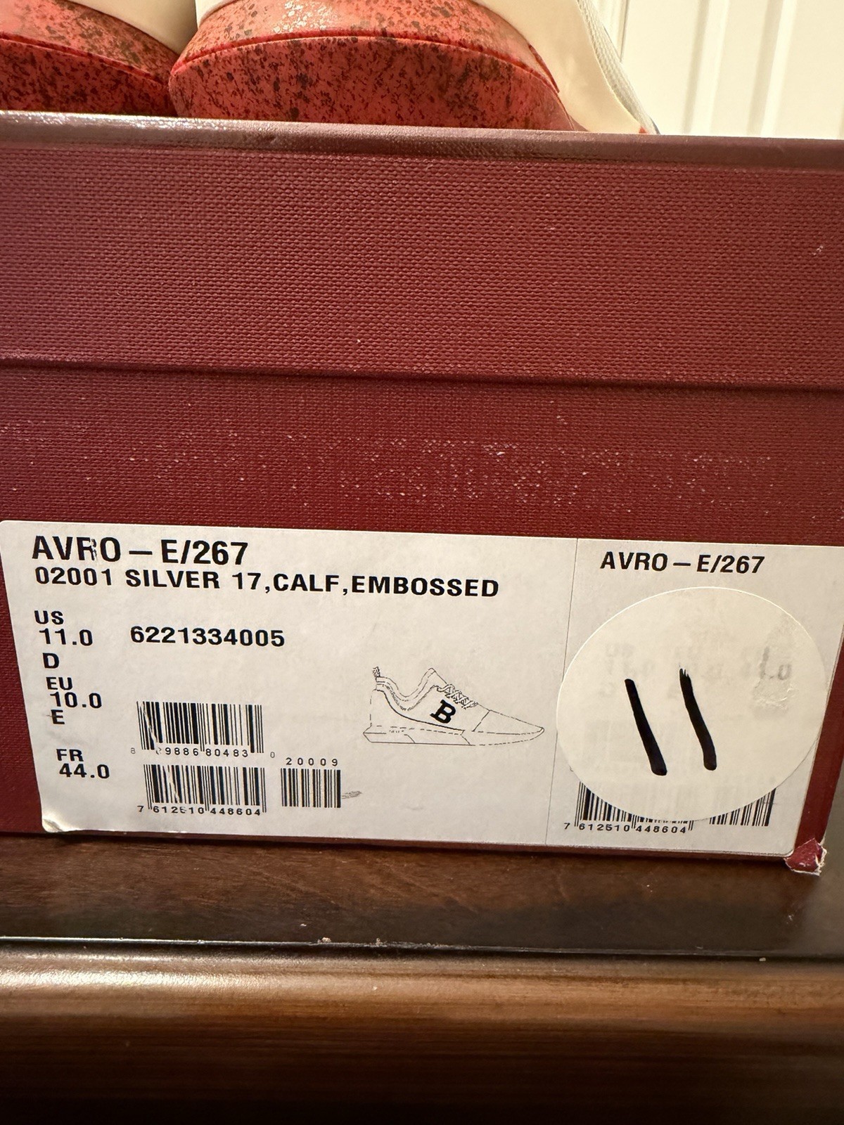 NIB BALLY AVRO-E SILVER LEATHER NEOPRENE LOGO LACE UP TRAINER SNEAKERS 11 US 44