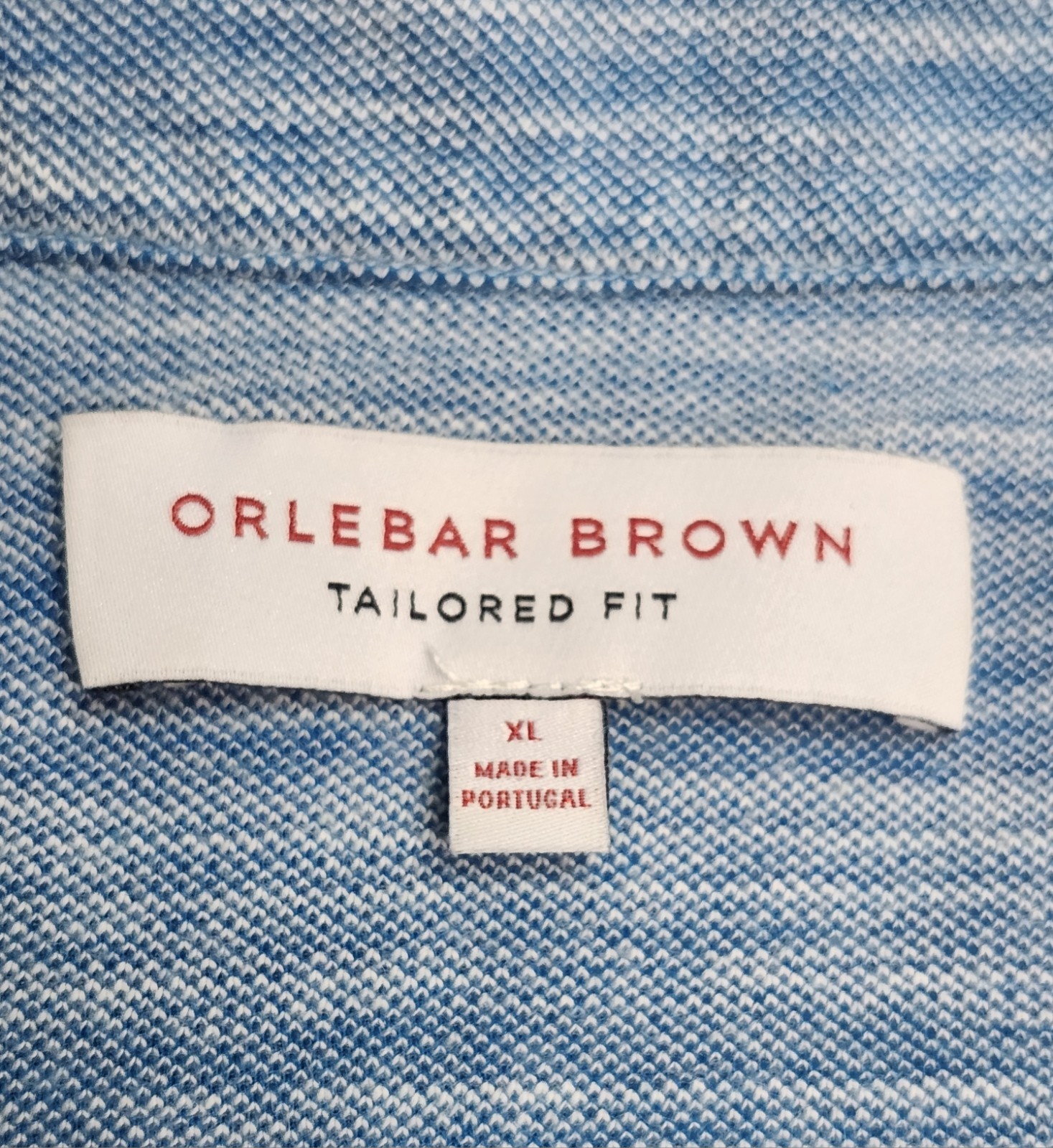 Orlebar Brown *Tailored Fit Felix Polo Shirt Blue Slub Cotton Men’s XL Portugal