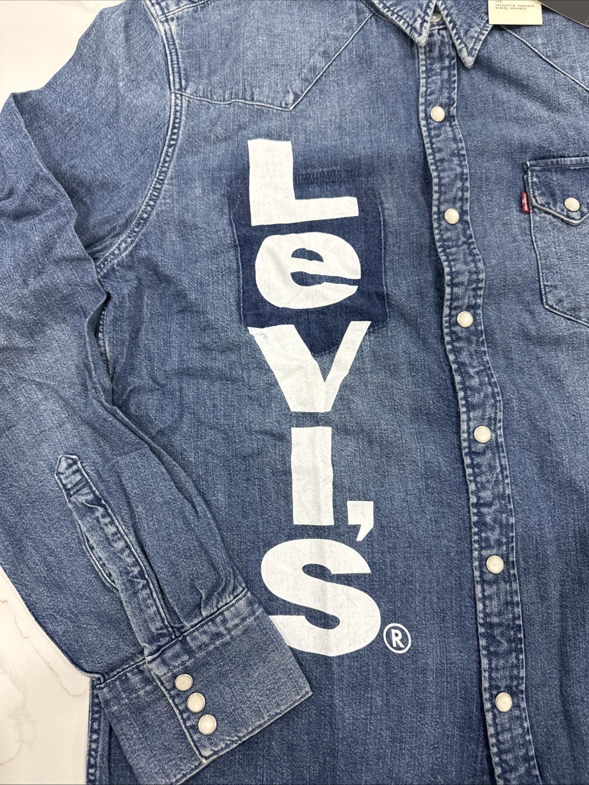 Levi’s Denim Pearl Snap Sawtooth Sellout Long Sleeve Shirt – Mens L New!!