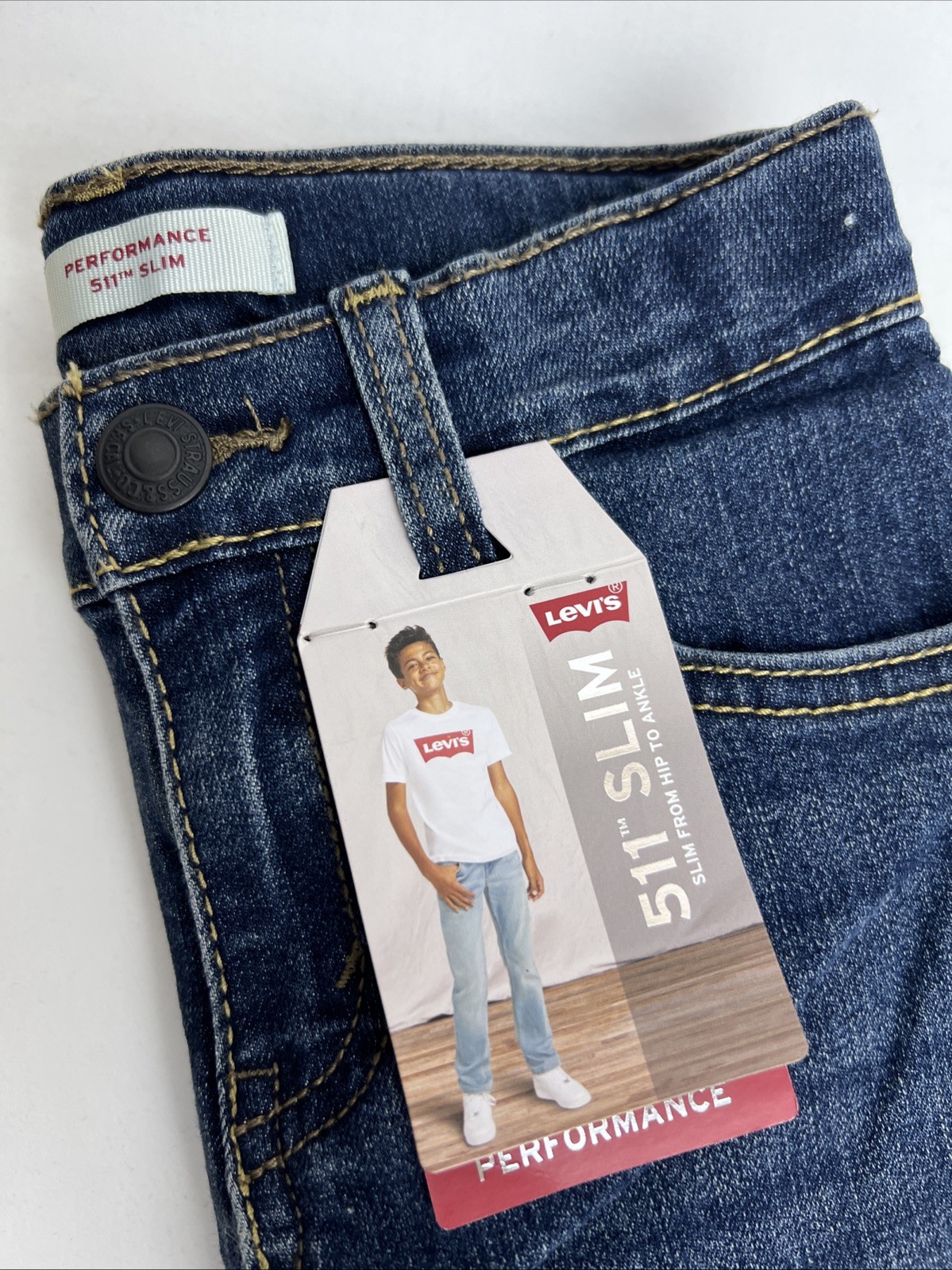 Levi’s Boys 511 Slim Fit Zip Fly & Button Closure Denim Jeans Size 4