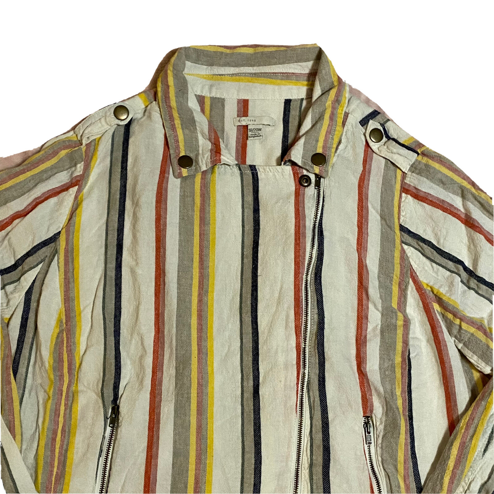 Est. 1946 Women’s Zip Up Collared Vertical Striped Long Sleeve Shirt Size 18/20W