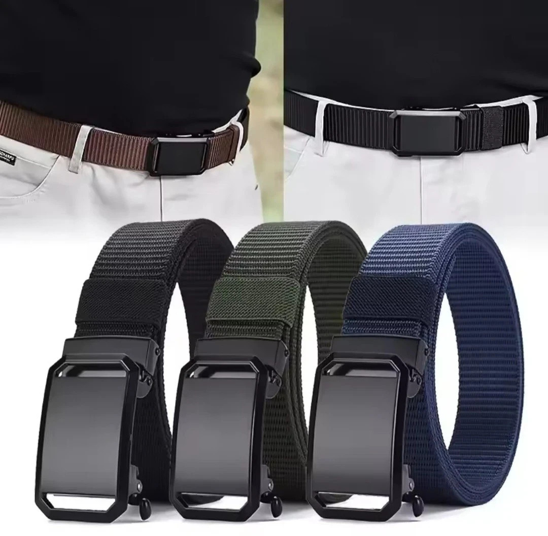 Men’s Tactical Belt Automatic Buckle Nylon Waist Strap Casual Outdoor Belt