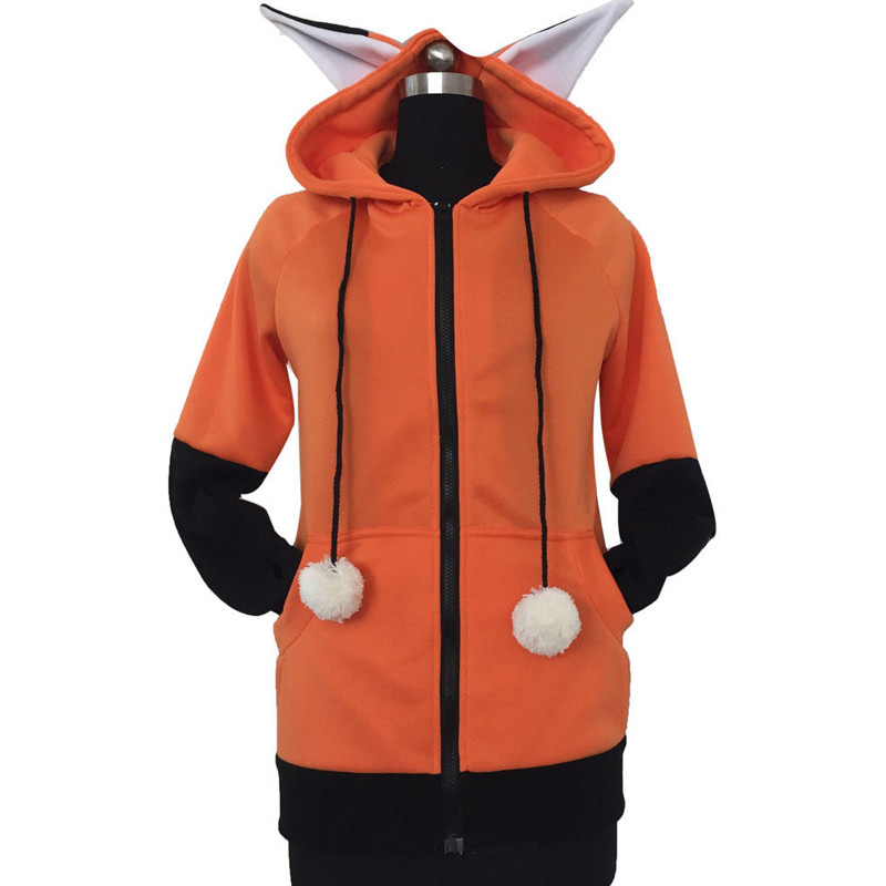 Cute Ears Style Hooded Sweatshirt Long Coat Autumn Hoodie Sweat Shirt Jacket New