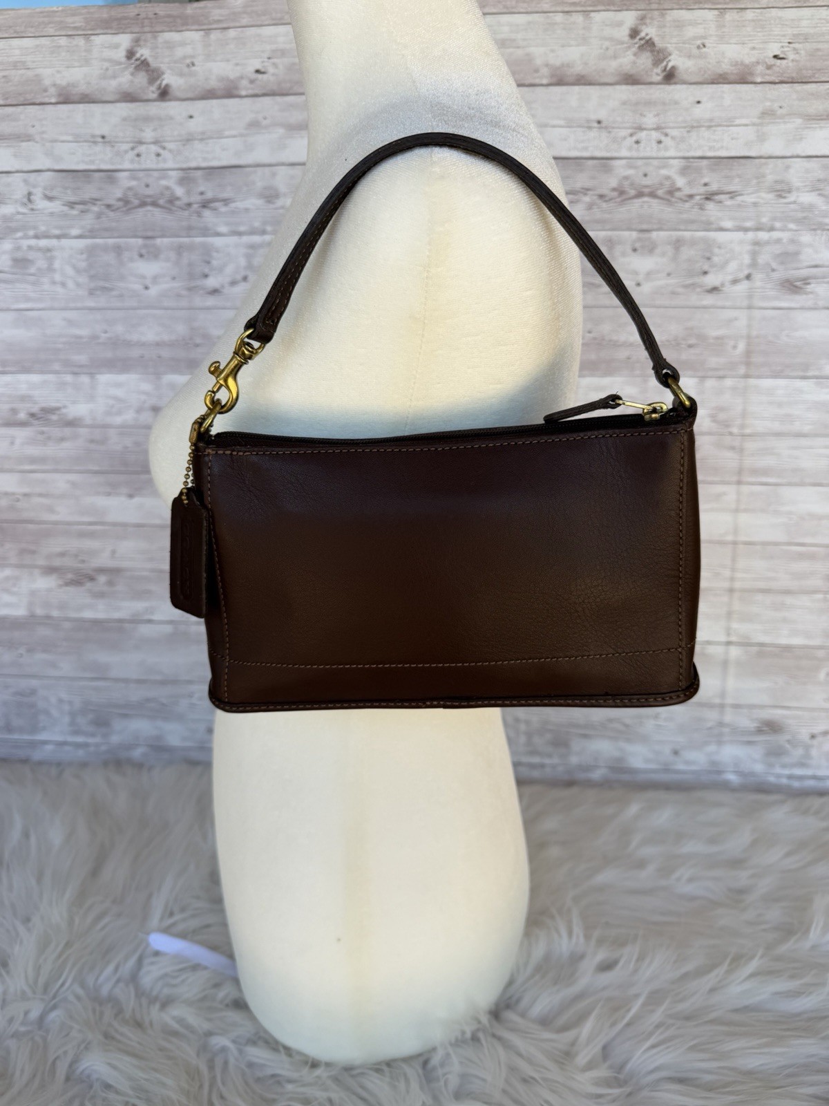 Vintage Coach Bleecker Demi Zip 9311 Brown Leather Shoulder Bag USA Y2K