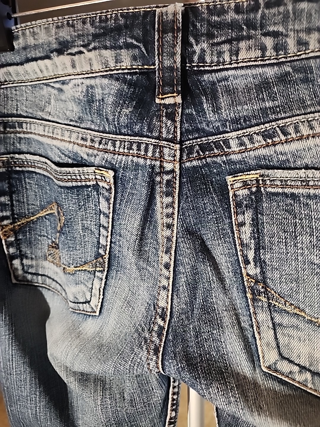 Silver Jeans Womens Twisted Flare Boot Cut Denim Blue Stone Wash 29×31