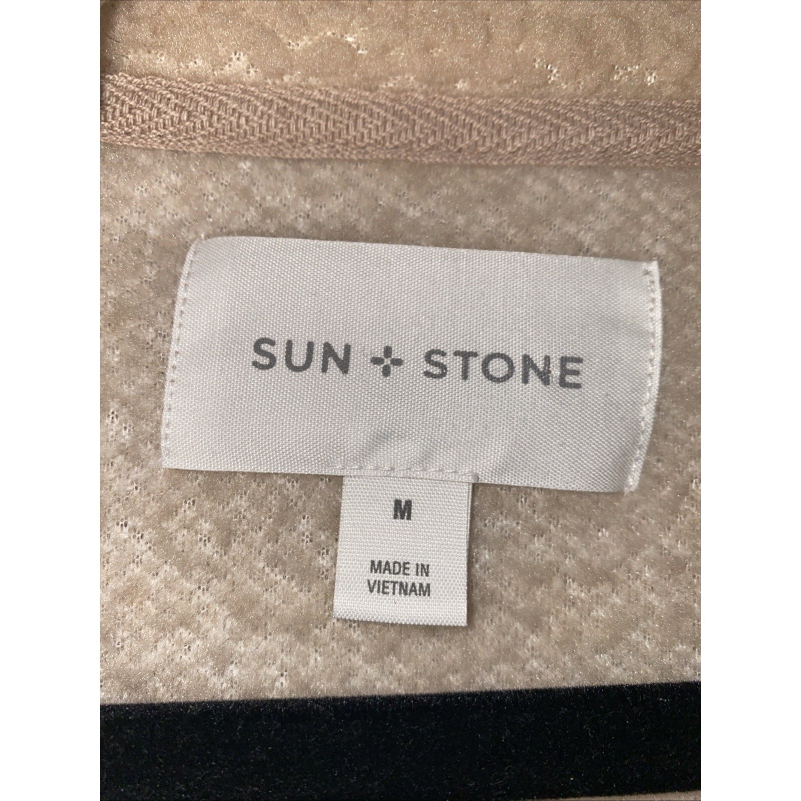 Sun + Stone Medium Men’s Sherpa Fleece Pullover 1/4 Zip Mock Neck Desert Bronze